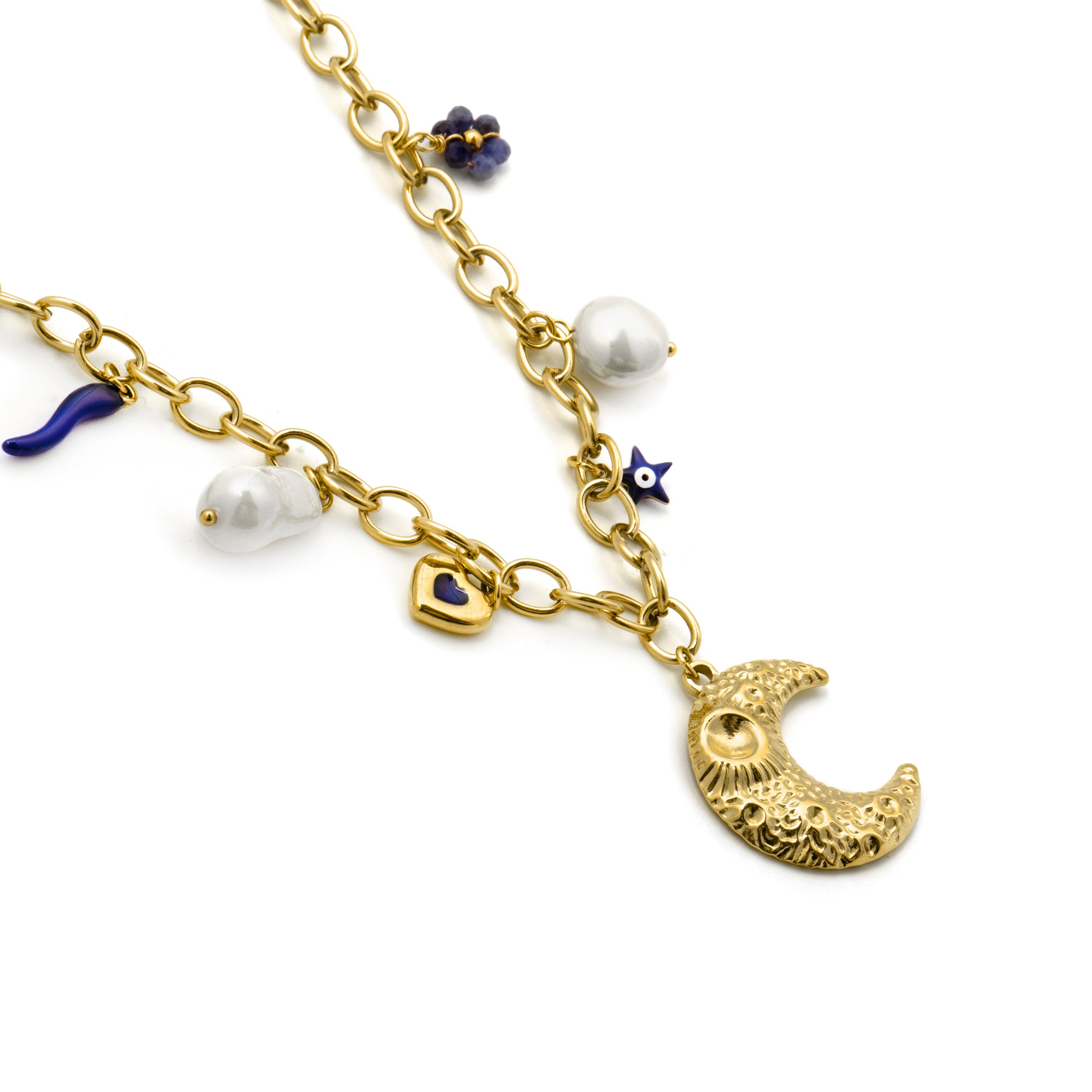 Blue Lacquer Necklace finished in 18k yellow gold - Lynou