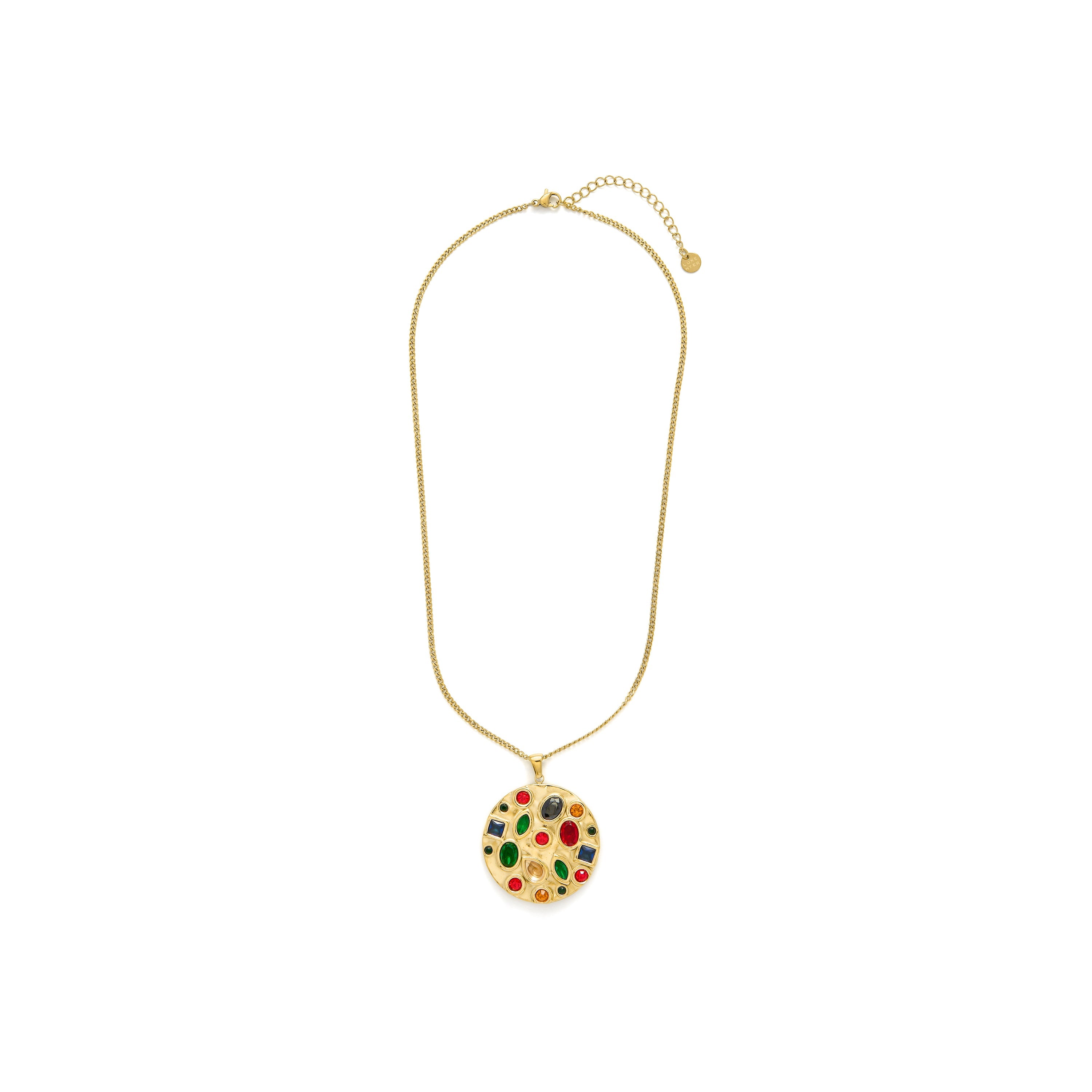 Multicolor Hydrothermal Quartz Necklace with 18k Yellow Gold Finish - Fansya