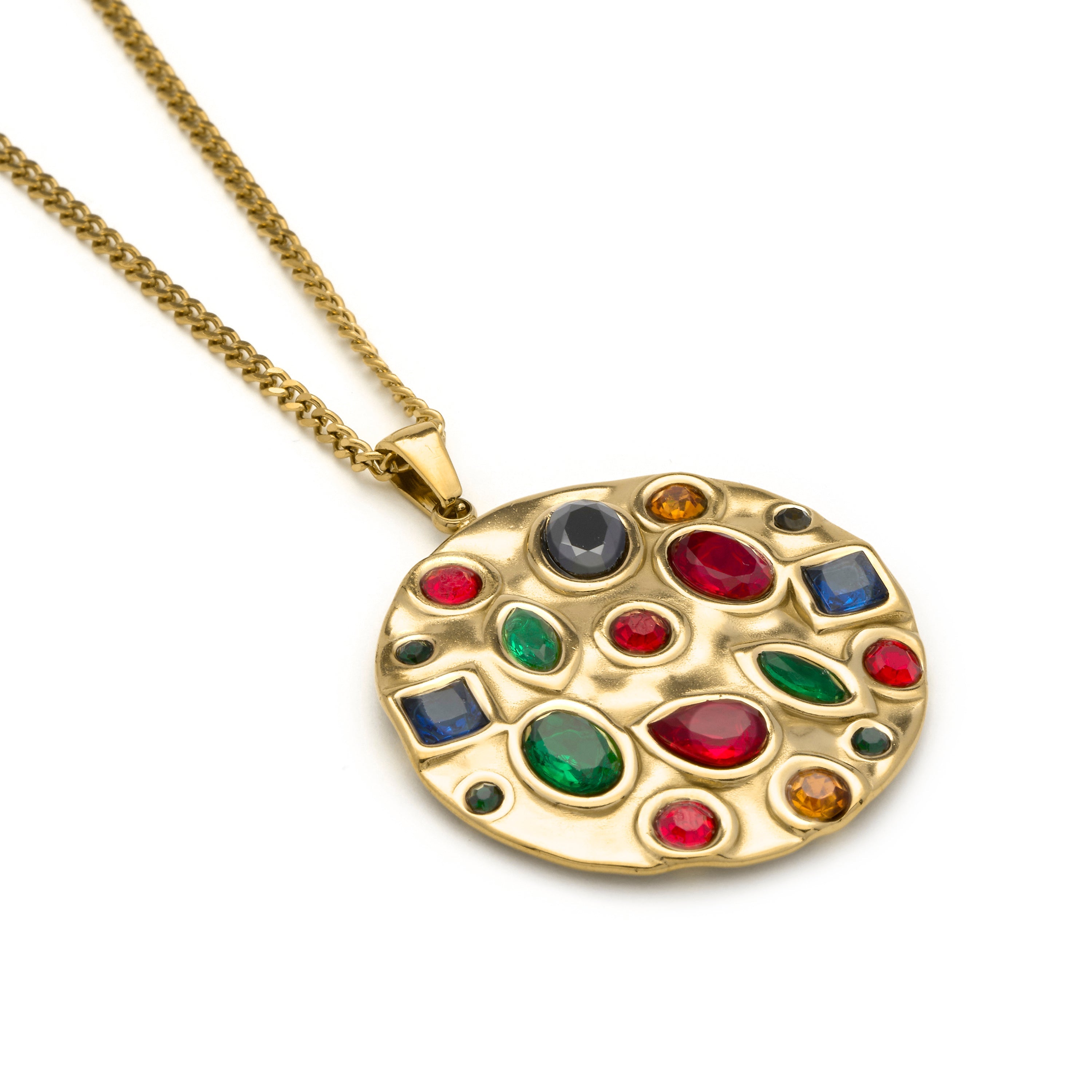 Multicolor Hydrothermal Quartz Necklace with 18k Yellow Gold Finish - Fansya