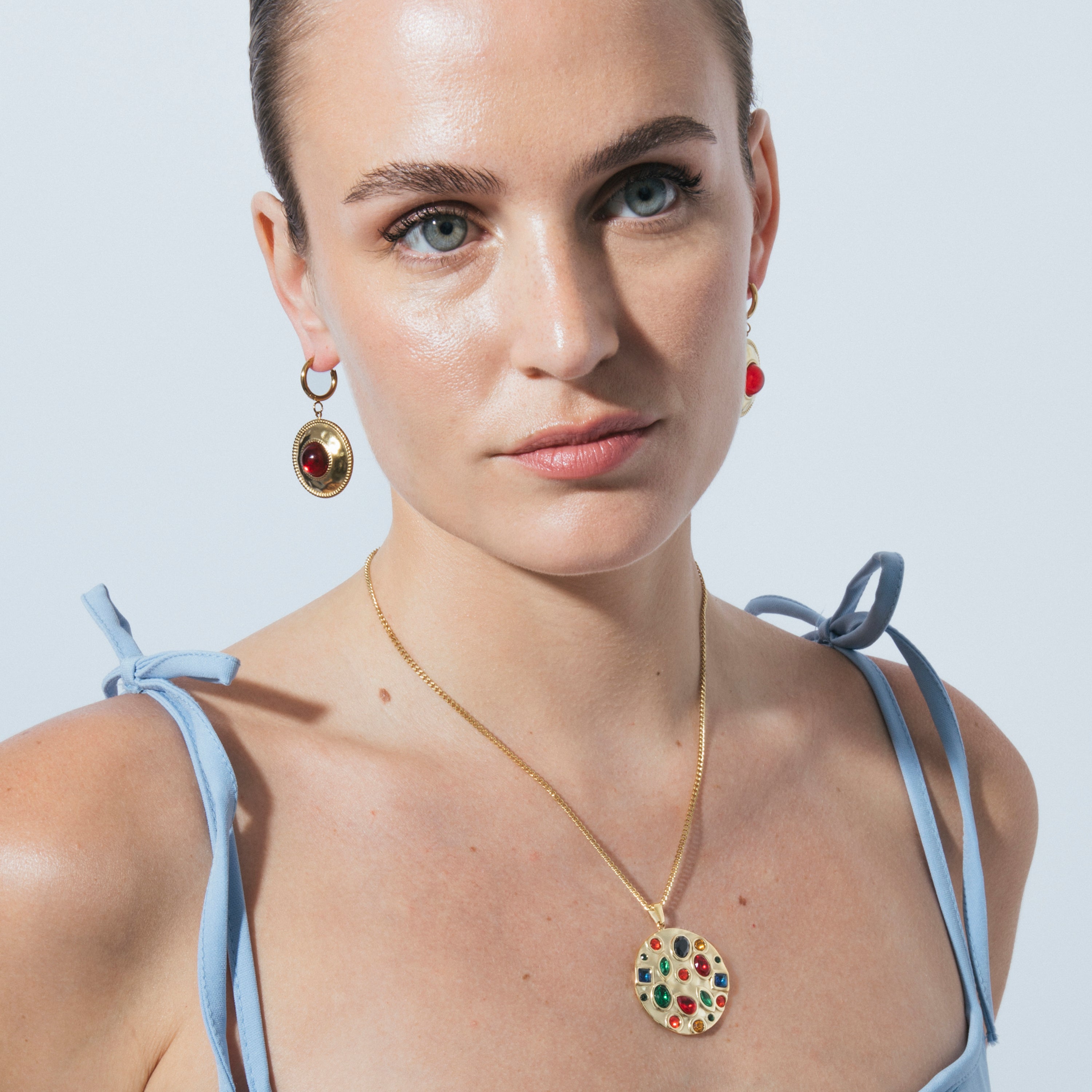 Multicolor Hydrothermal Quartz Necklace with 18k Yellow Gold Finish - Fansya