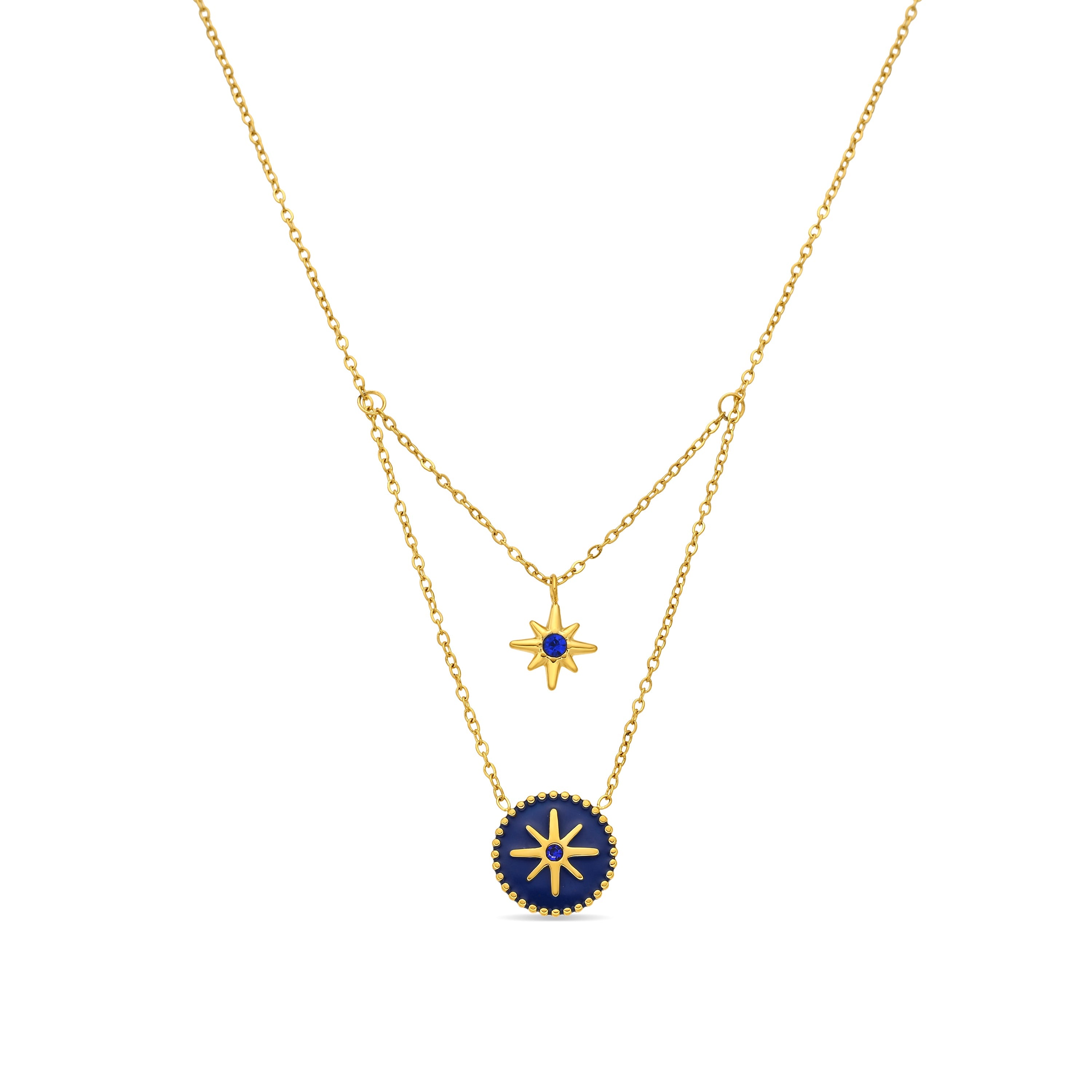 Blue Lacquer Necklace finished in 18k yellow gold - Iskha
