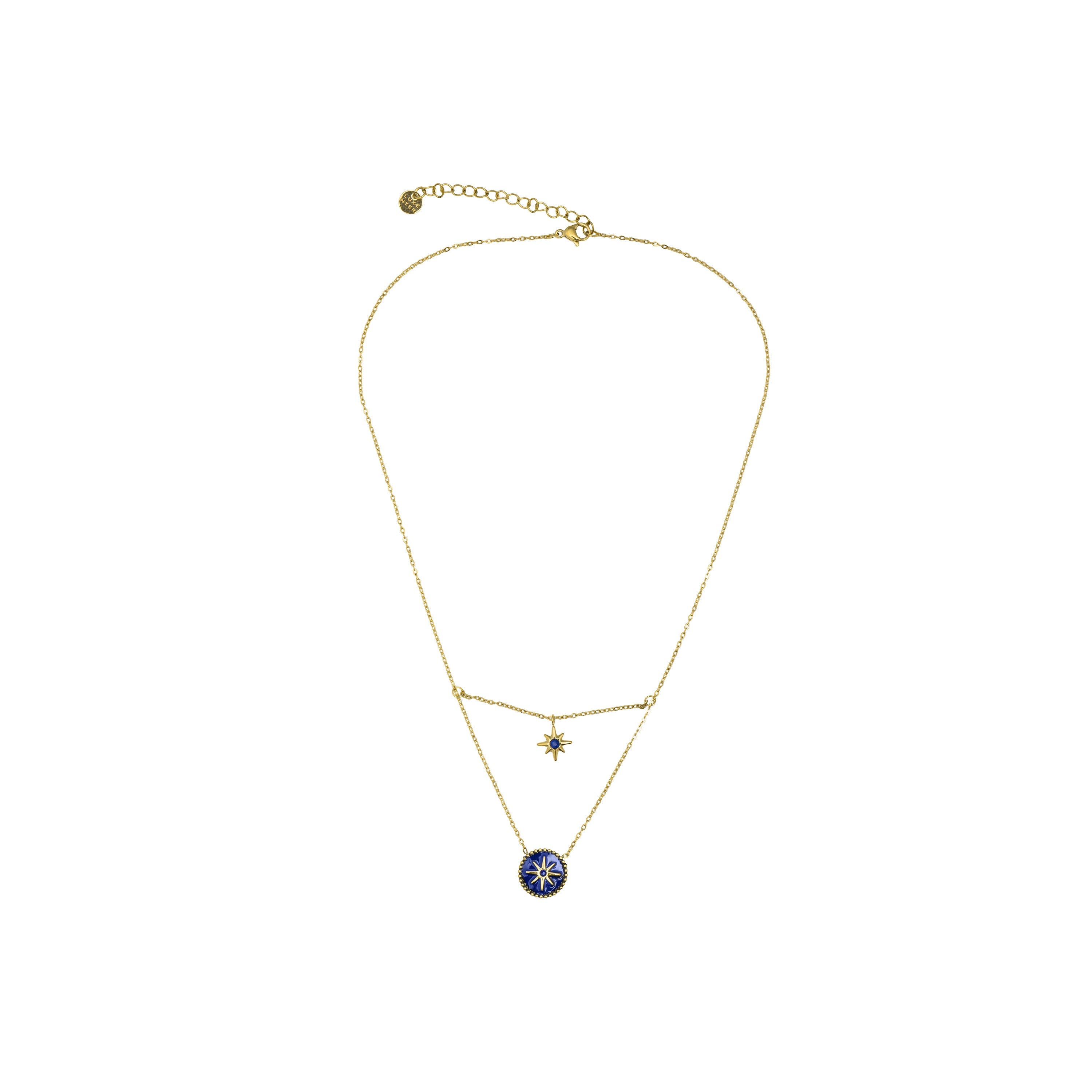 Blue Lacquer Necklace finished in 18k yellow gold - Iskha