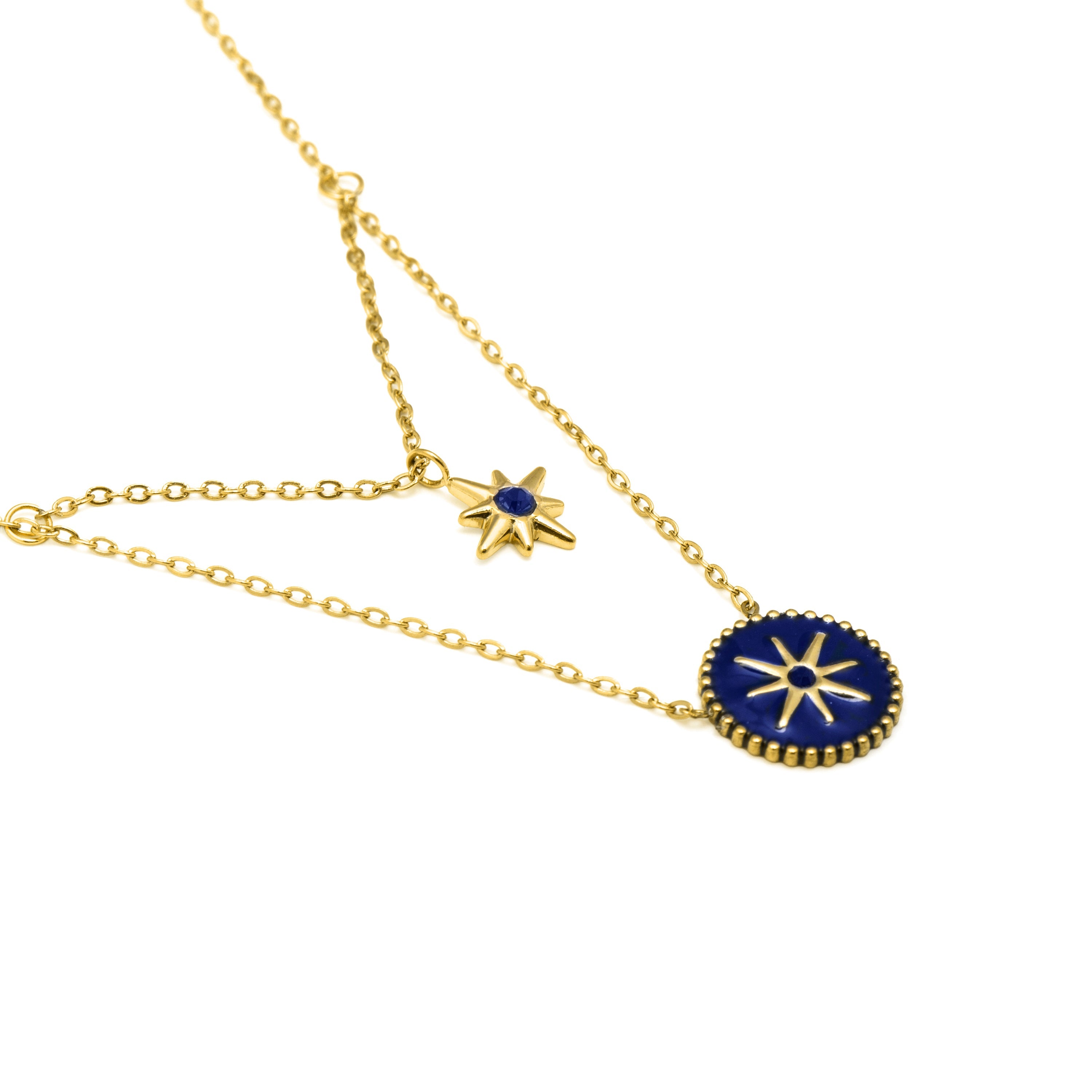 Blue Lacquer Necklace finished in 18k yellow gold - Iskha
