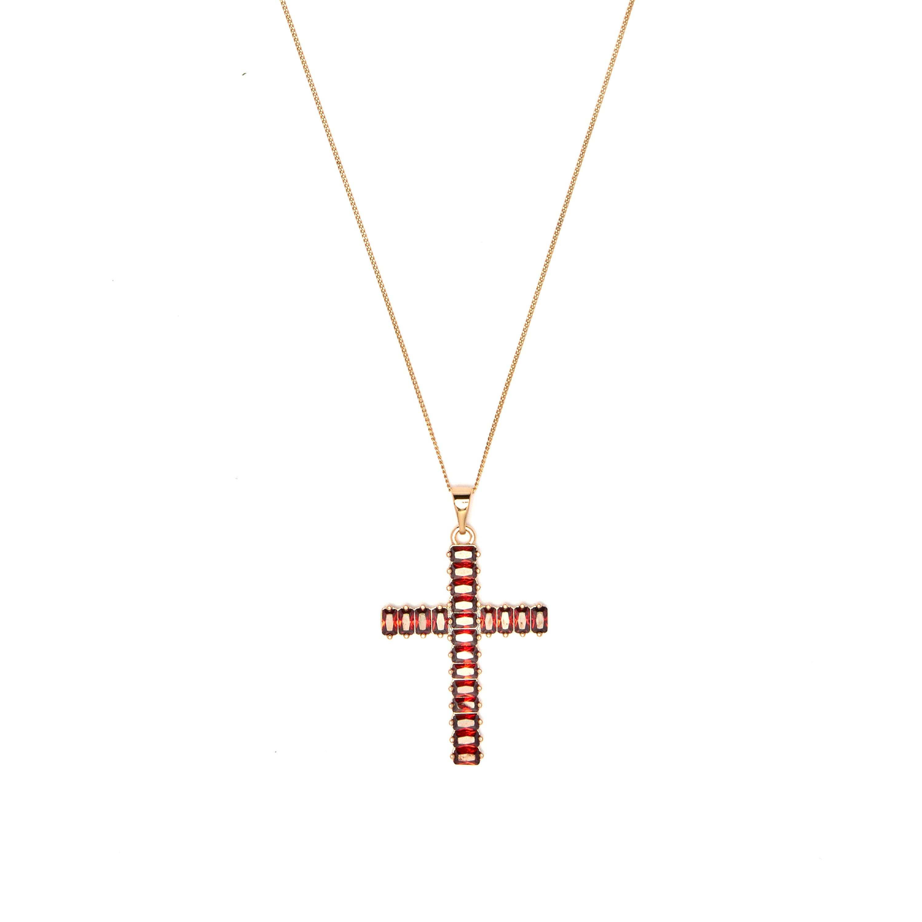 Garnet Cubic Zirconia Necklace finished in 18k yellow gold - Casiro