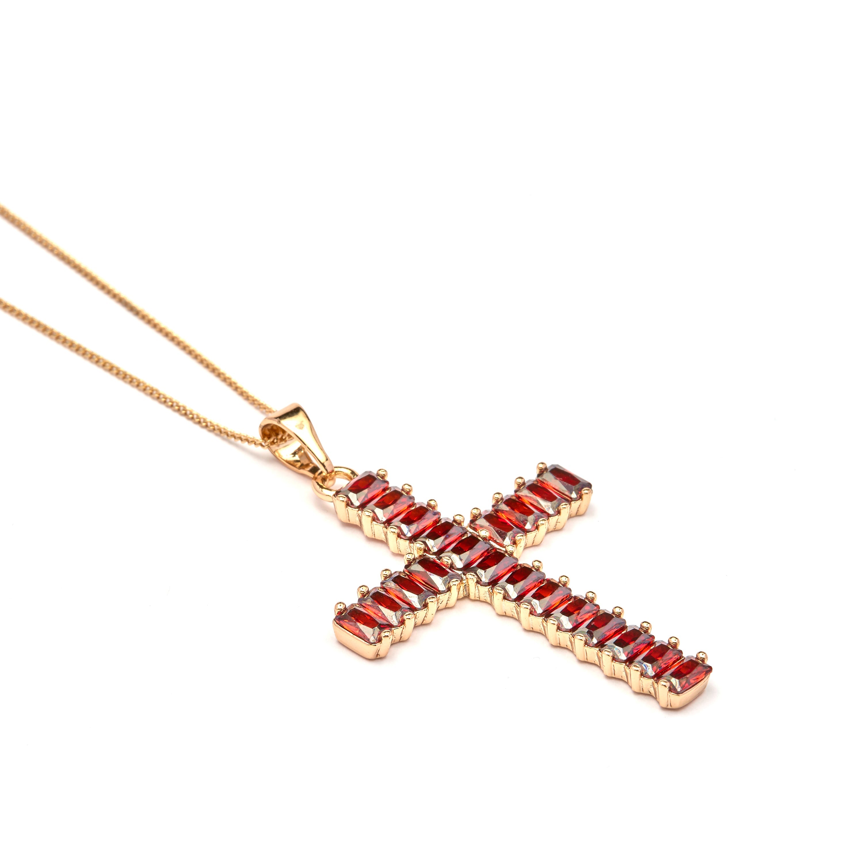 Garnet Cubic Zirconia Necklace finished in 18k yellow gold - Casiro