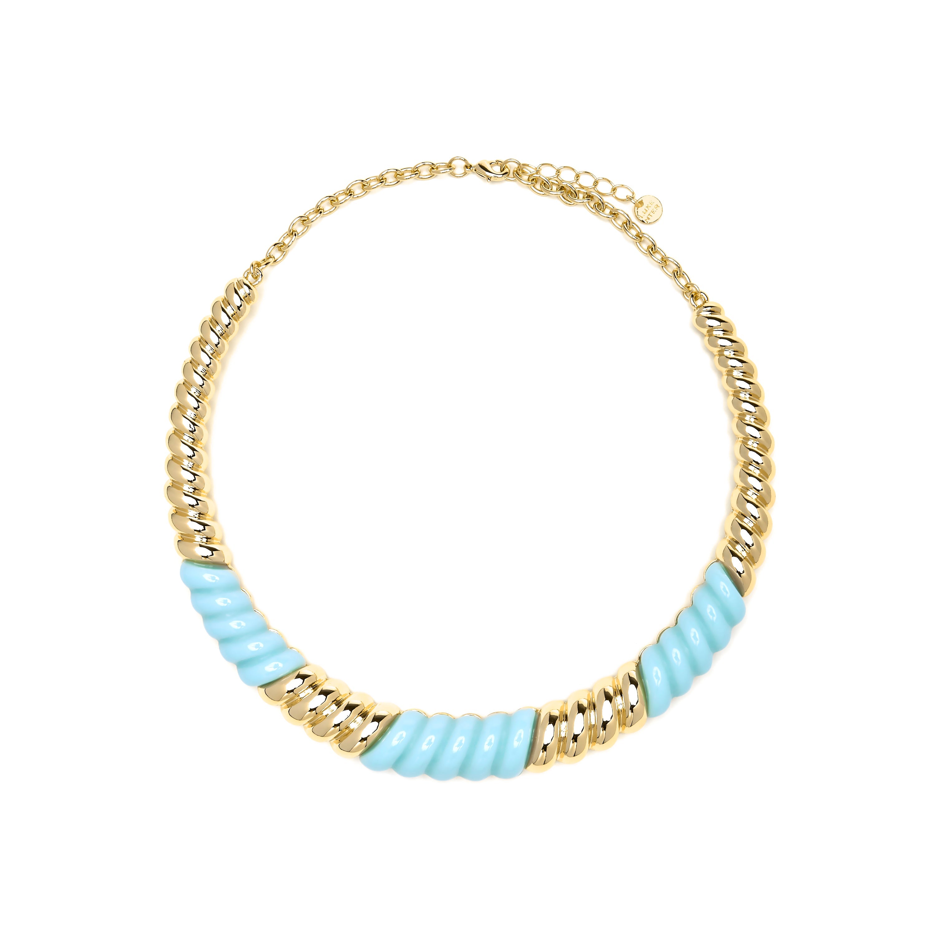 Colar com acabamento em ouro amarelo 18k e Resina Azul - Rawil