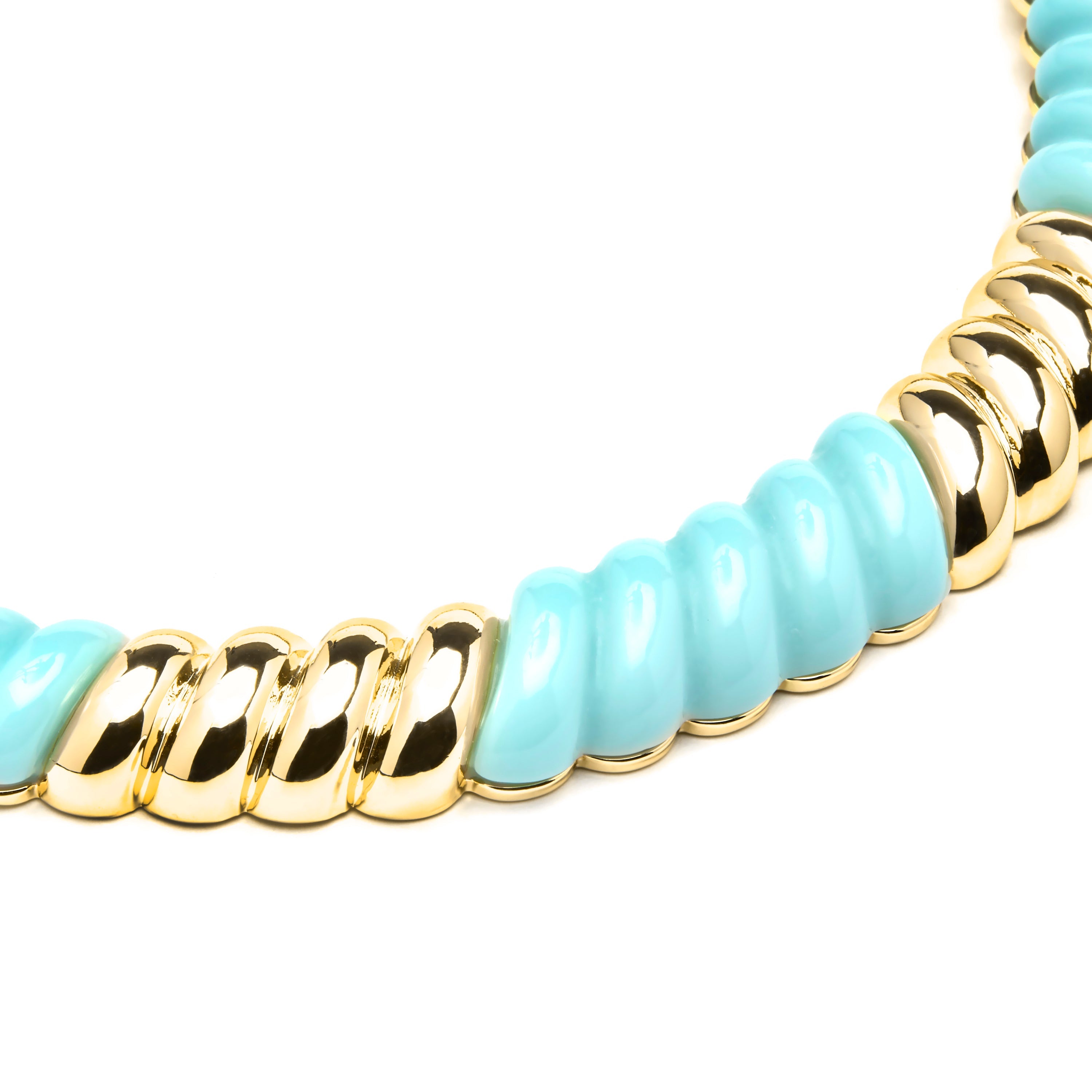 Colar com acabamento em ouro amarelo 18k e Resina Azul - Rawil