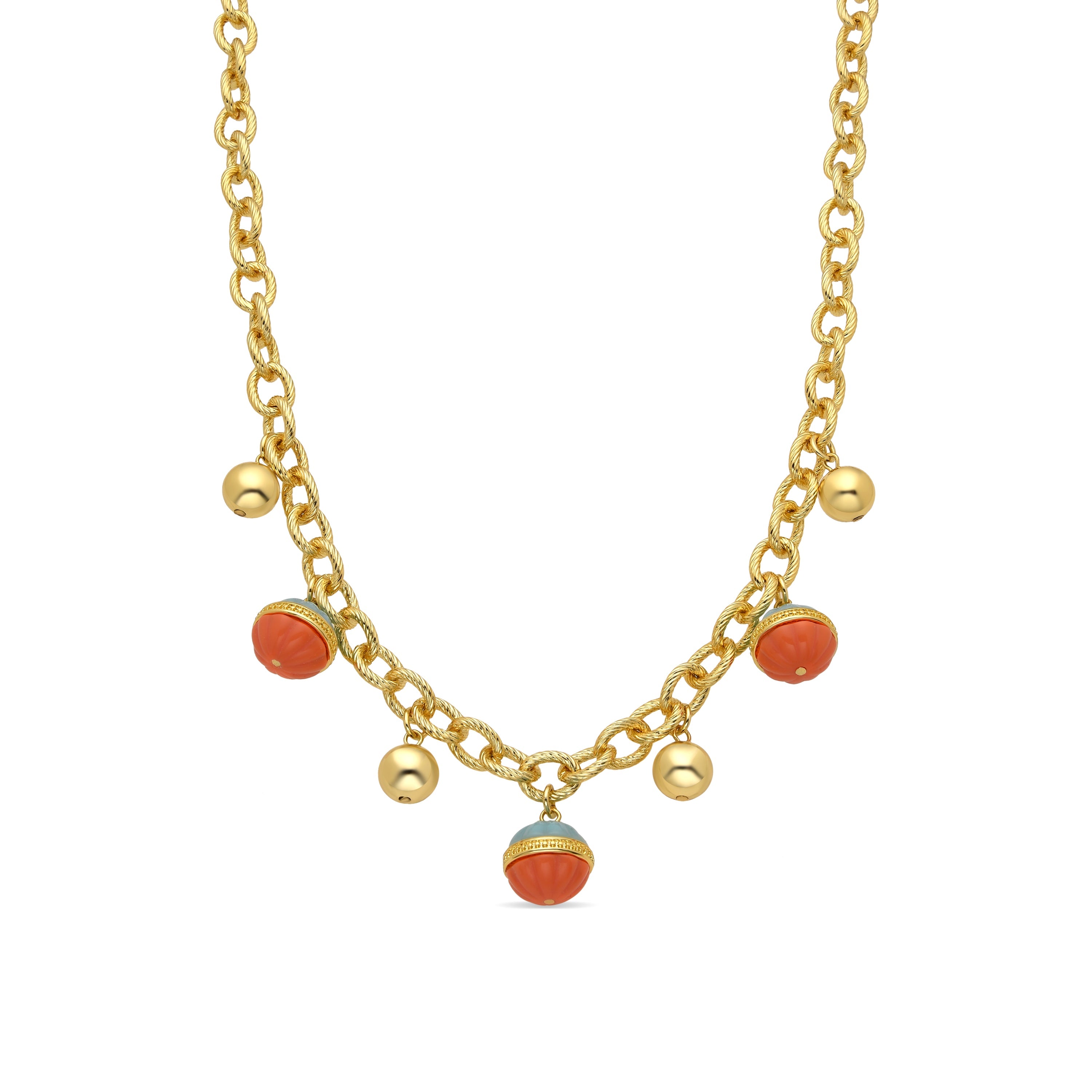 Derko Multicolor Resin Necklace with 18k yellow gold finish
