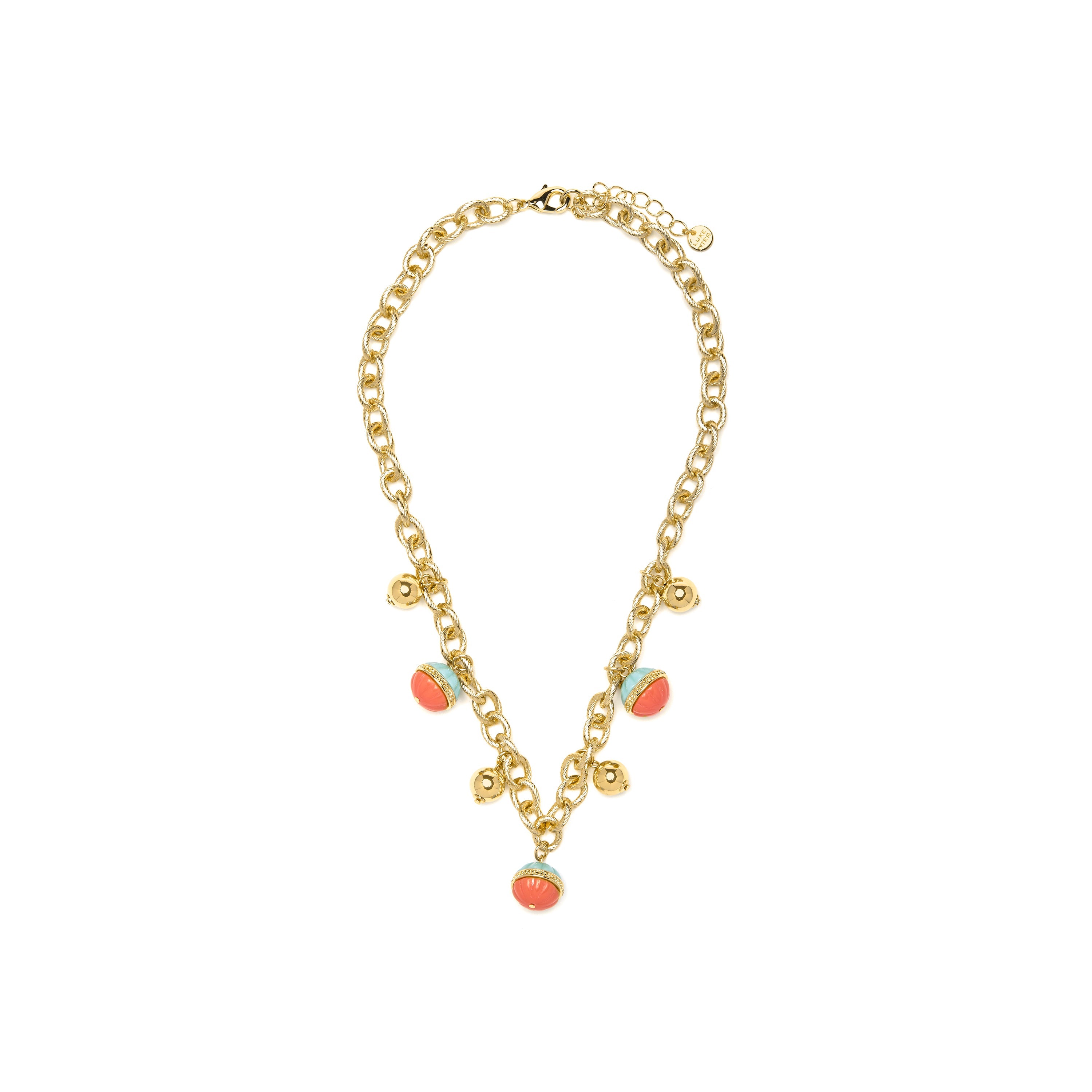Derko Multicolor Resin Necklace with 18k yellow gold finish