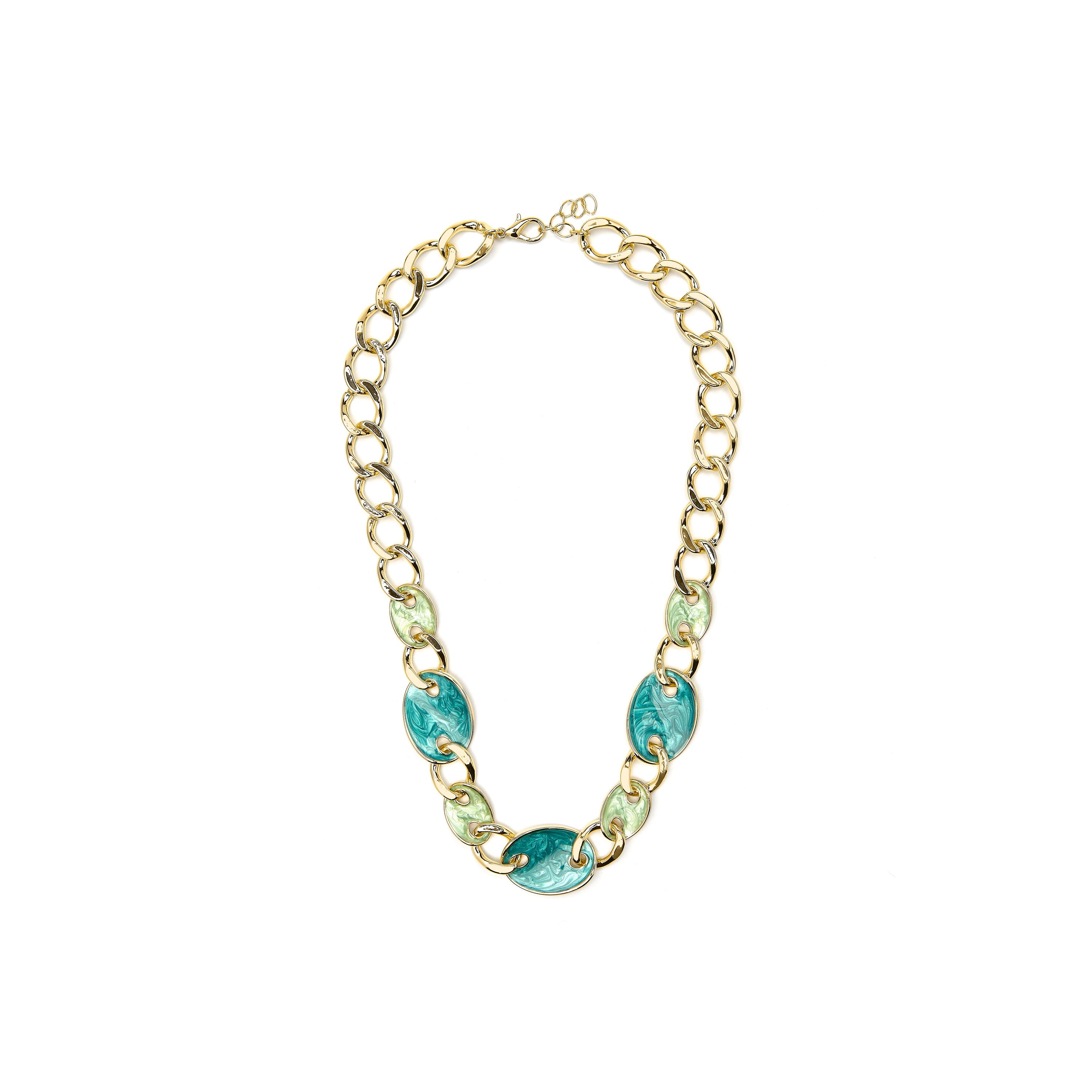 Collar acabado oro amarillo de 18k y Lacado Azul - Makan