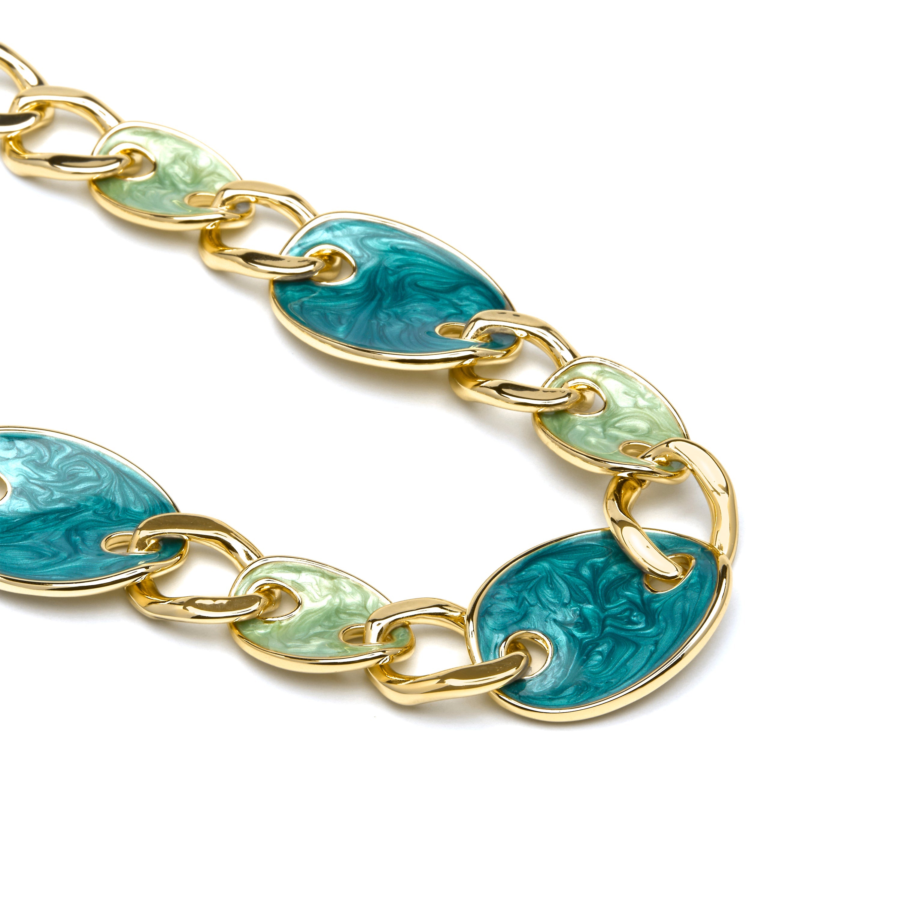 Collar acabado oro amarillo de 18k y Lacado Azul - Makan