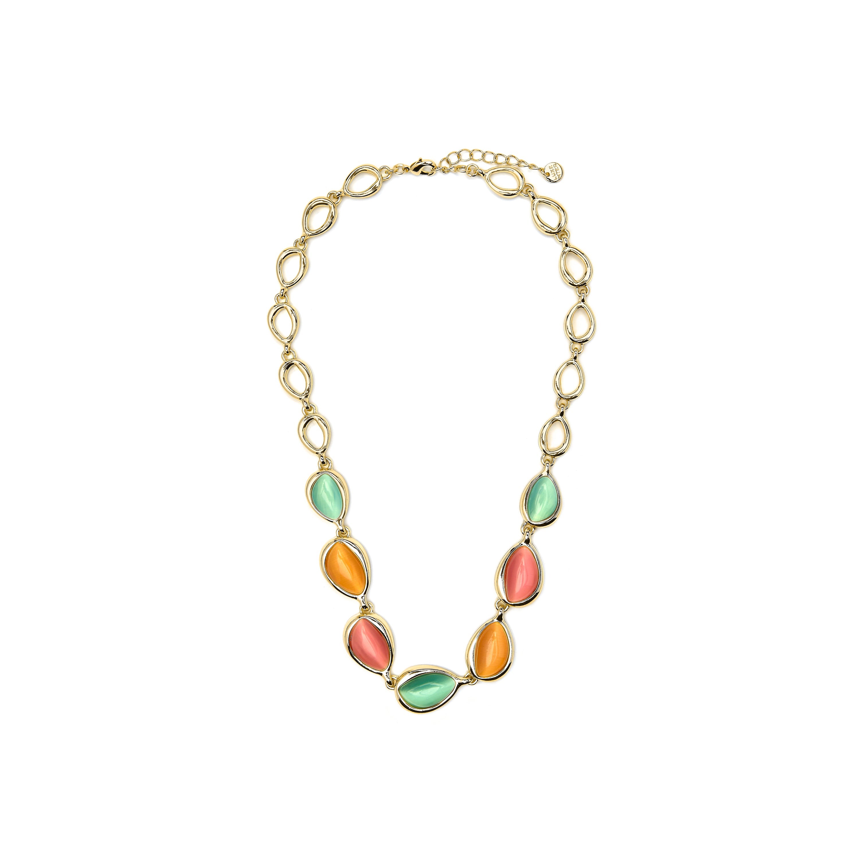 Colar com acabamento em ouro amarelo 18k e Olho de Gato Multicolorido - Dulfo