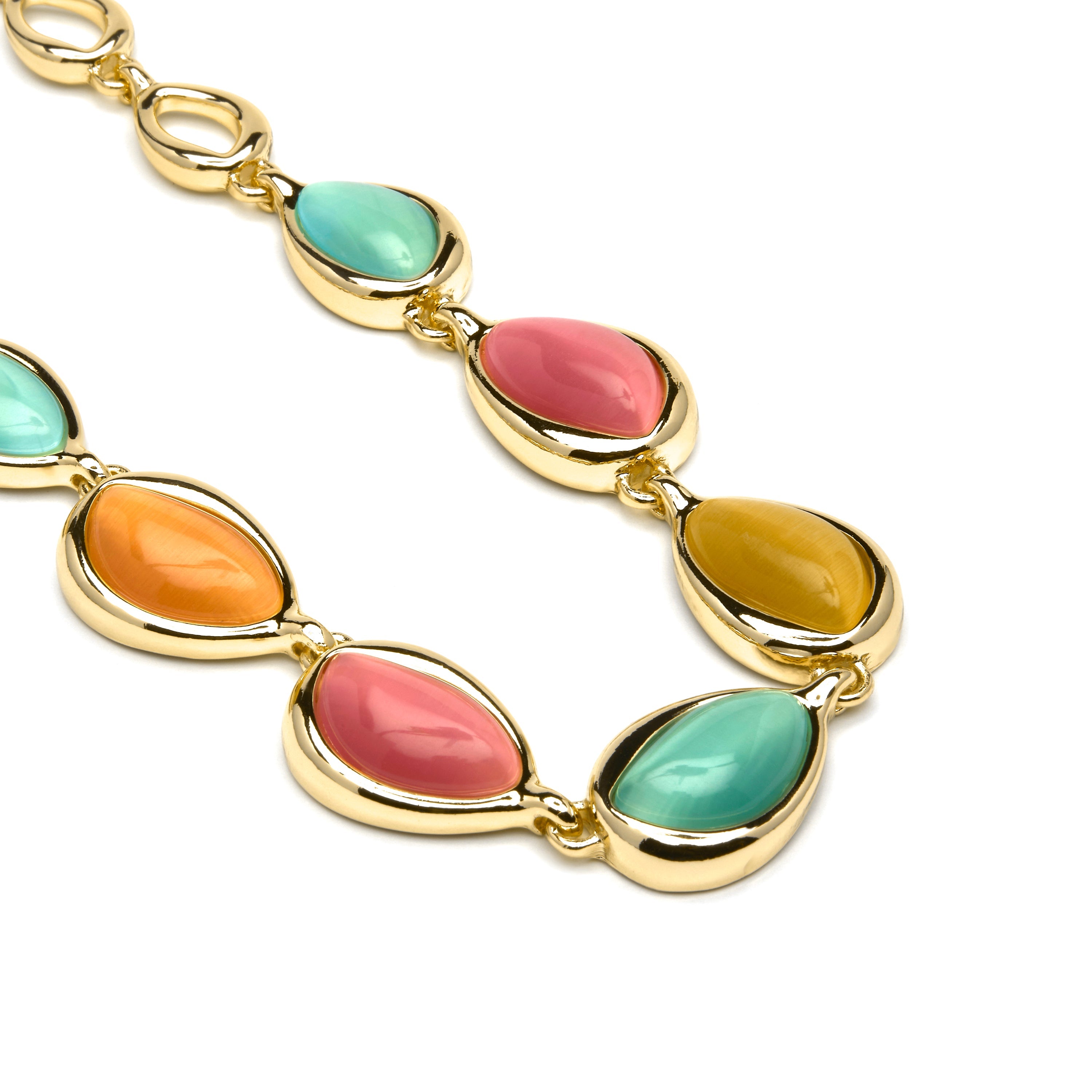 Colar com acabamento em ouro amarelo 18k e Olho de Gato Multicolorido - Dulfo
