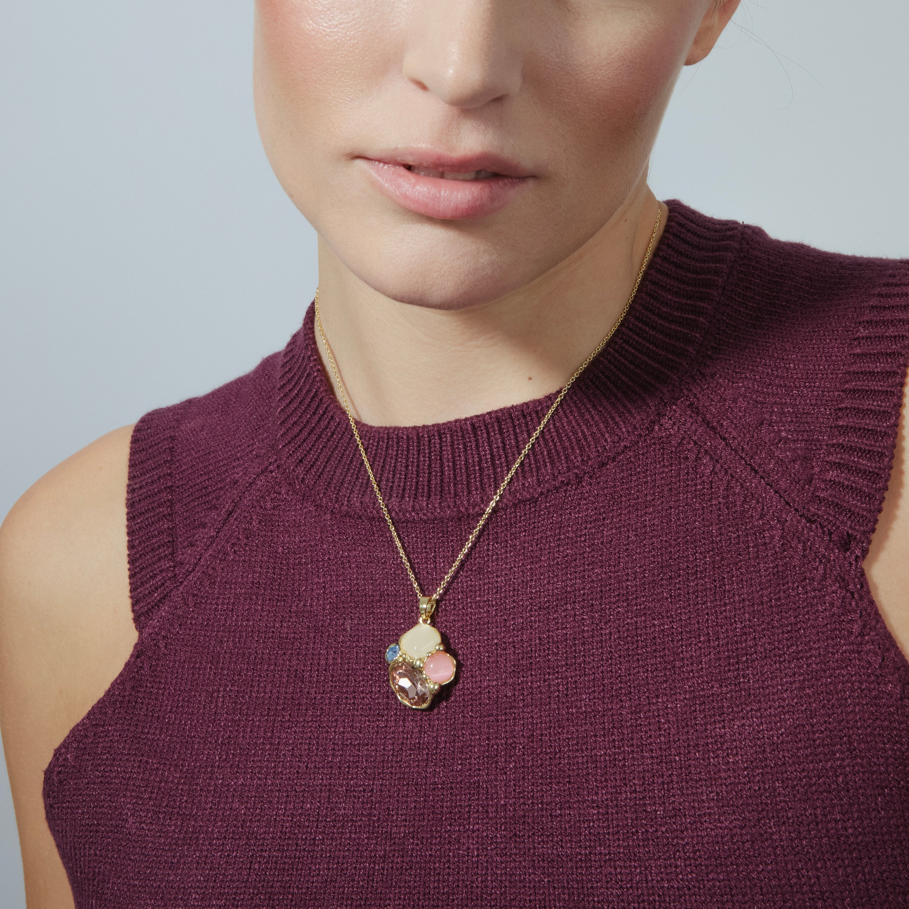 Colar em ouro amarelo 18k e cristal roxo - Nedla