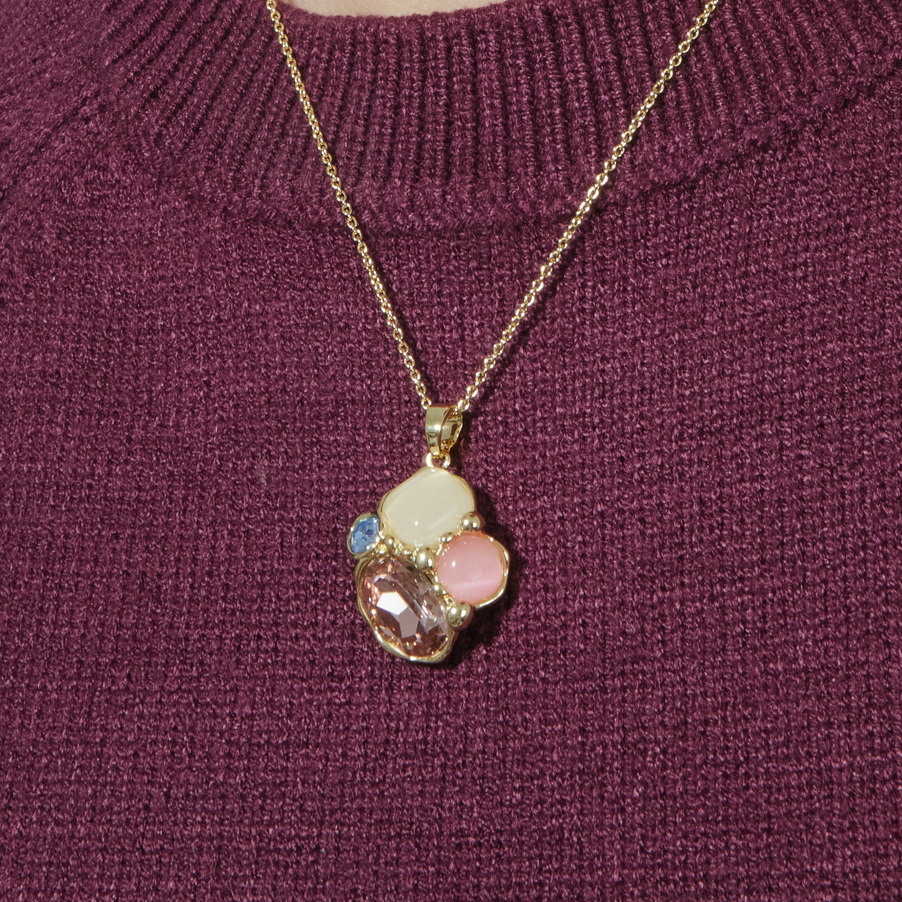 Colar em ouro amarelo 18k e cristal roxo - Nedla