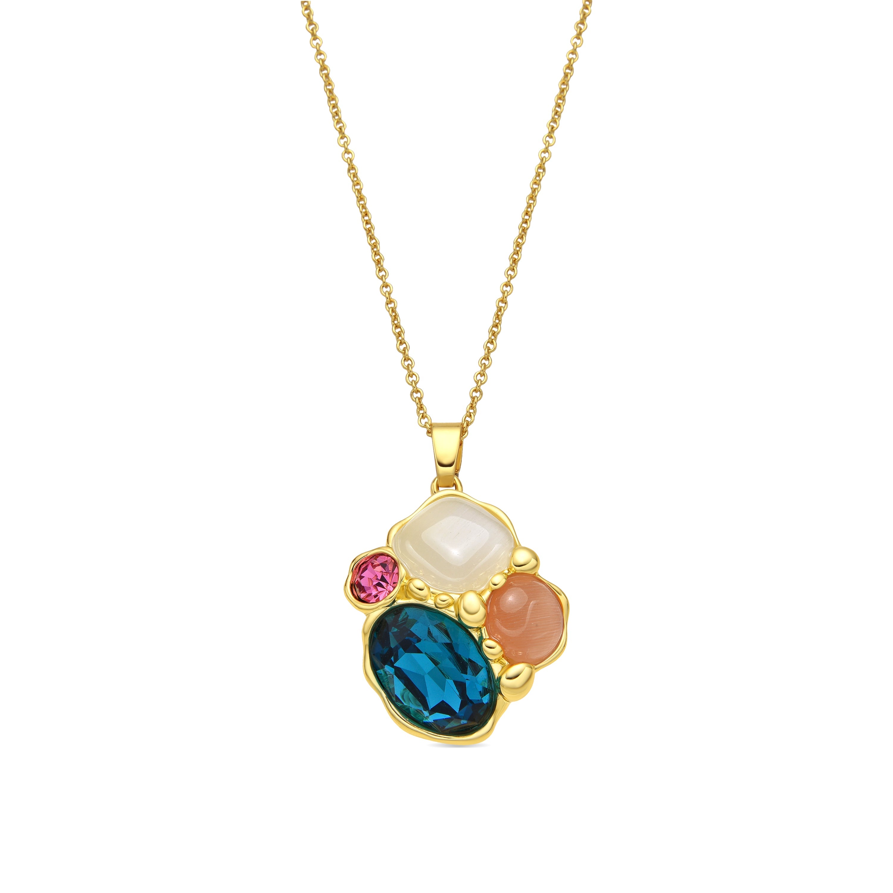 Nedla Green Crystal Necklace in 18k yellow gold finish