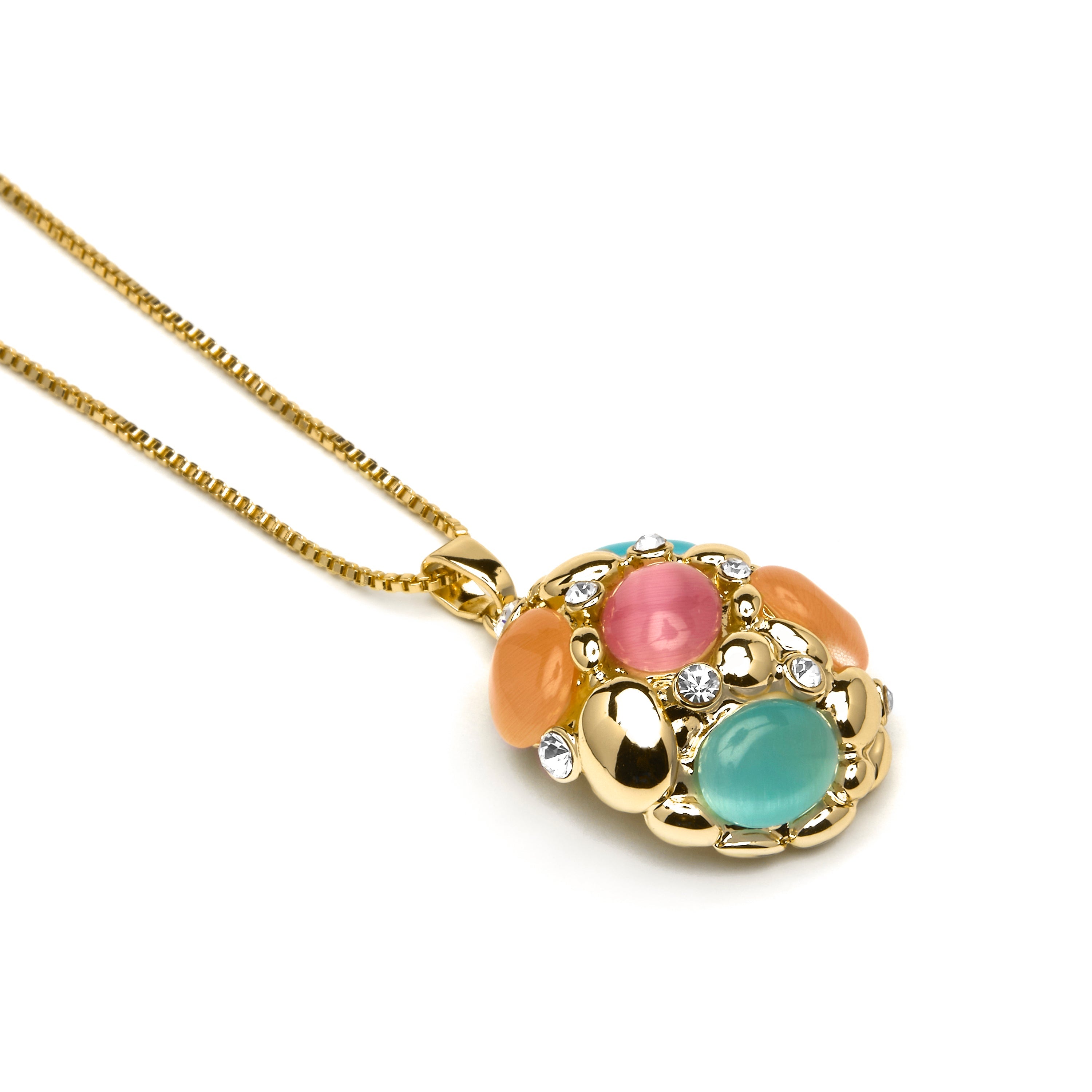 Colar Shyal em Olho de Gato Multicolorido com acabamento em ouro amarelo 18k