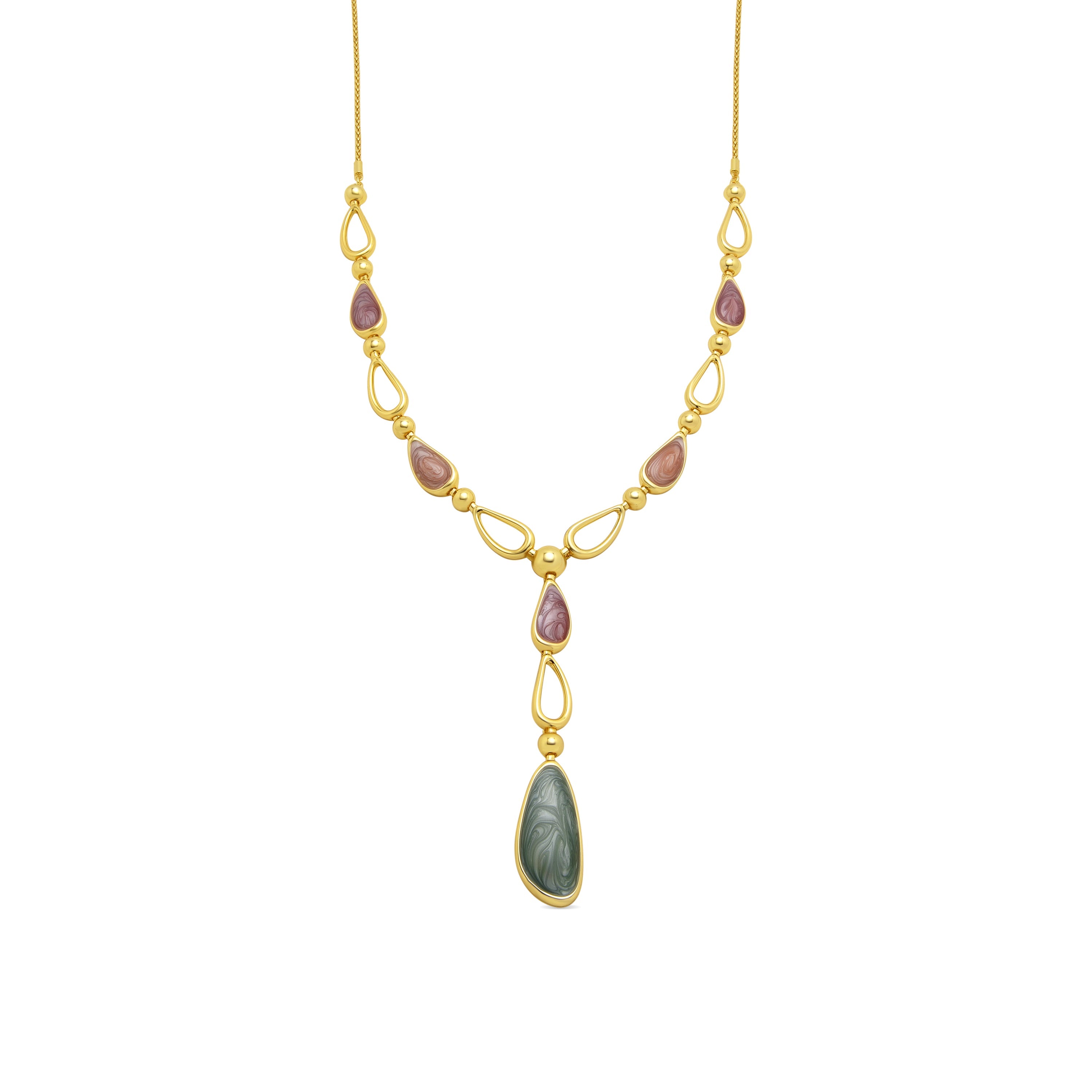 18k yellow gold and green lacquer finish necklace - Bolhy