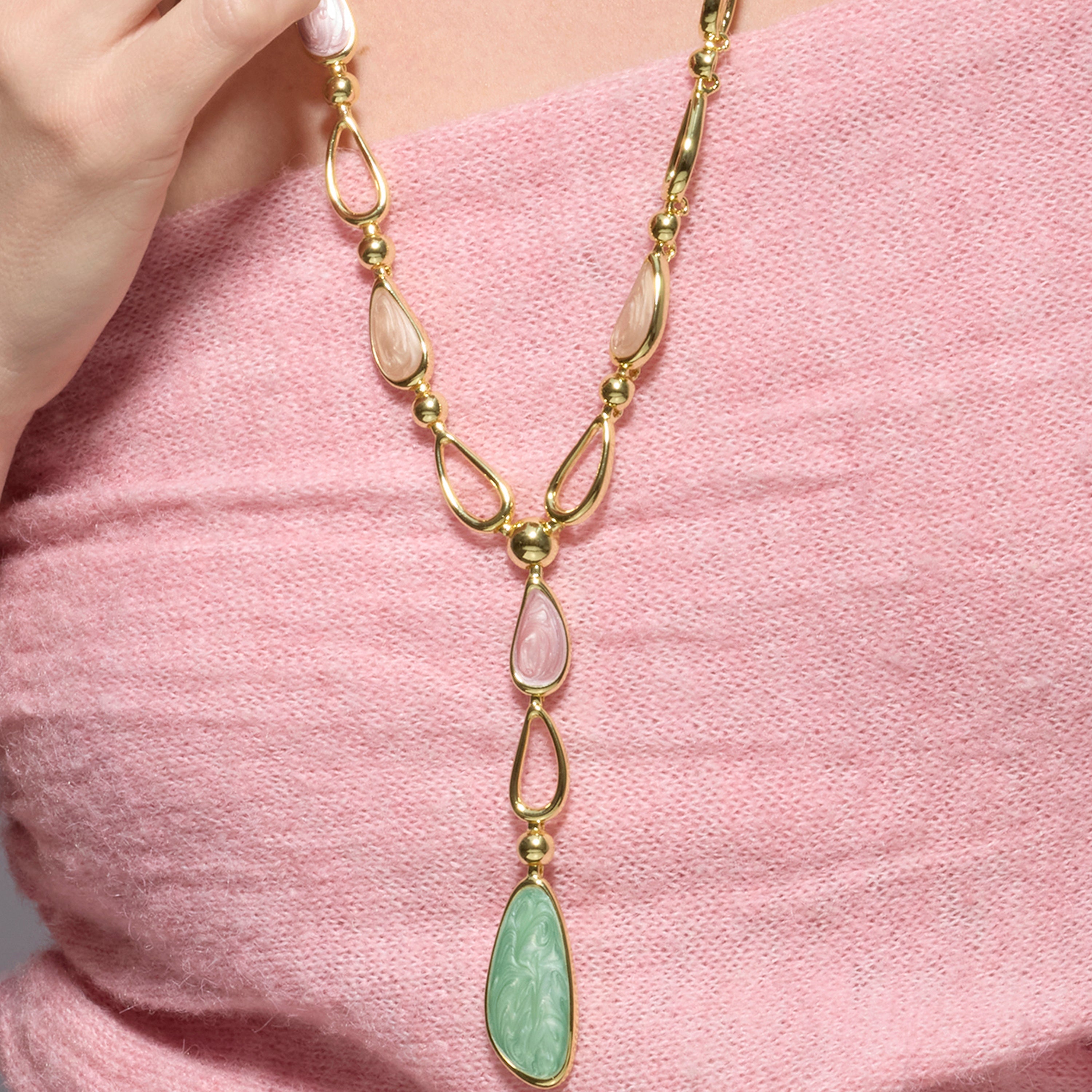 18k yellow gold and green lacquer finish necklace - Bolhy