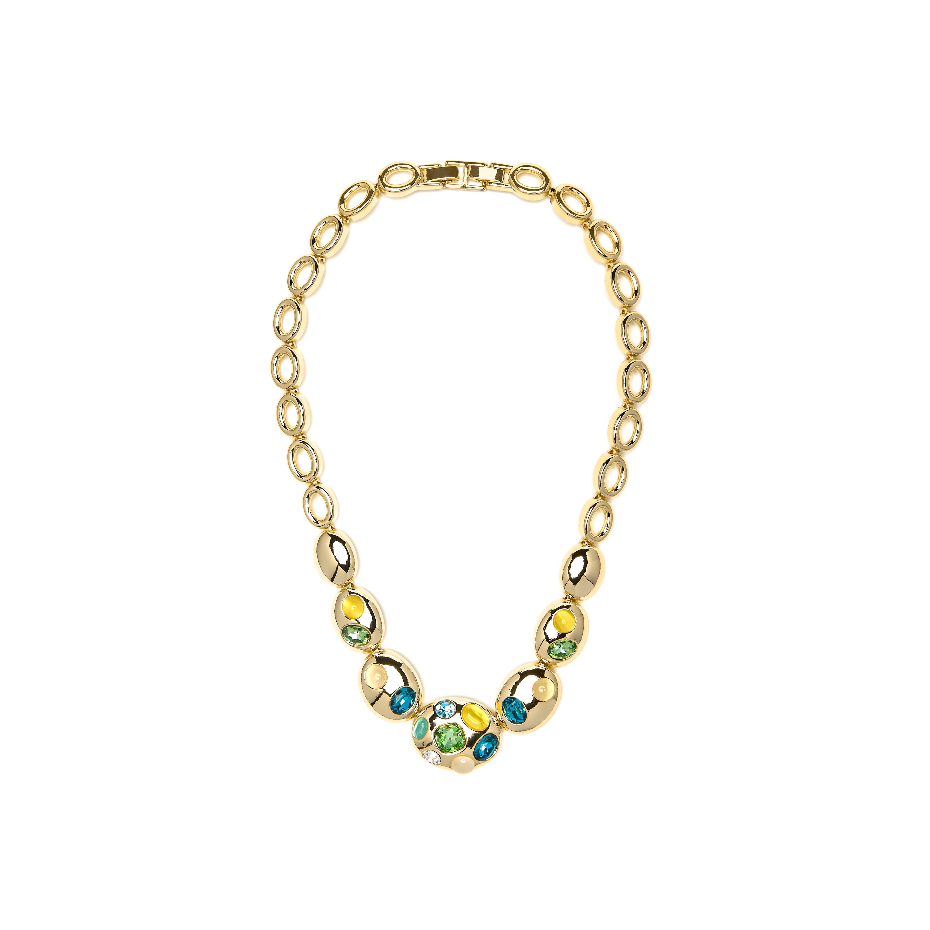 18k yellow gold and multicolor crystal necklace - Alik