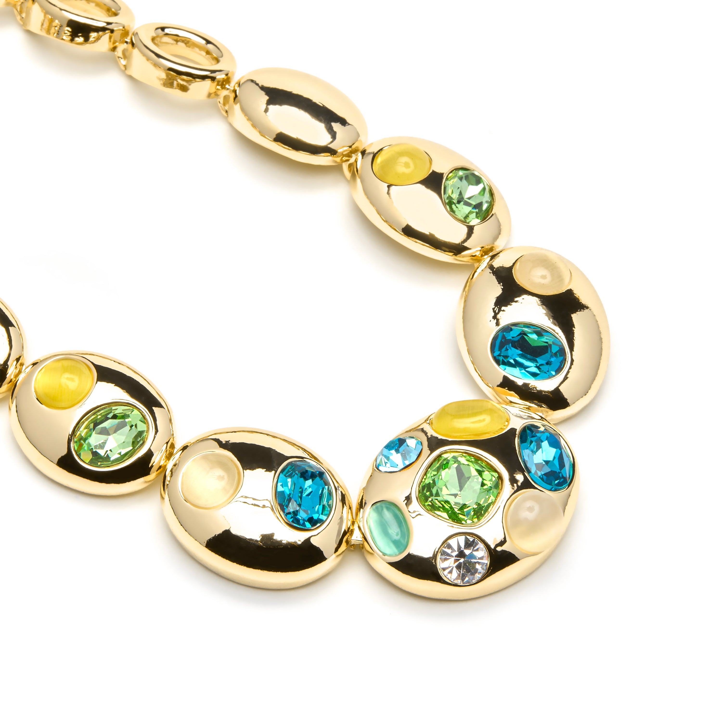 18k yellow gold and multicolor crystal necklace - Alik