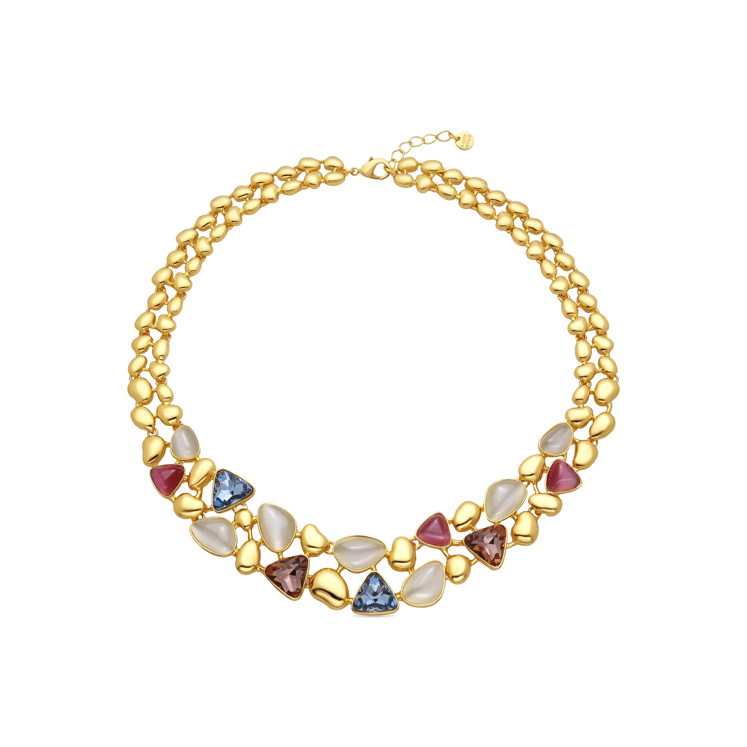 18k yellow gold and multicolor crystal necklace - Naxmo
