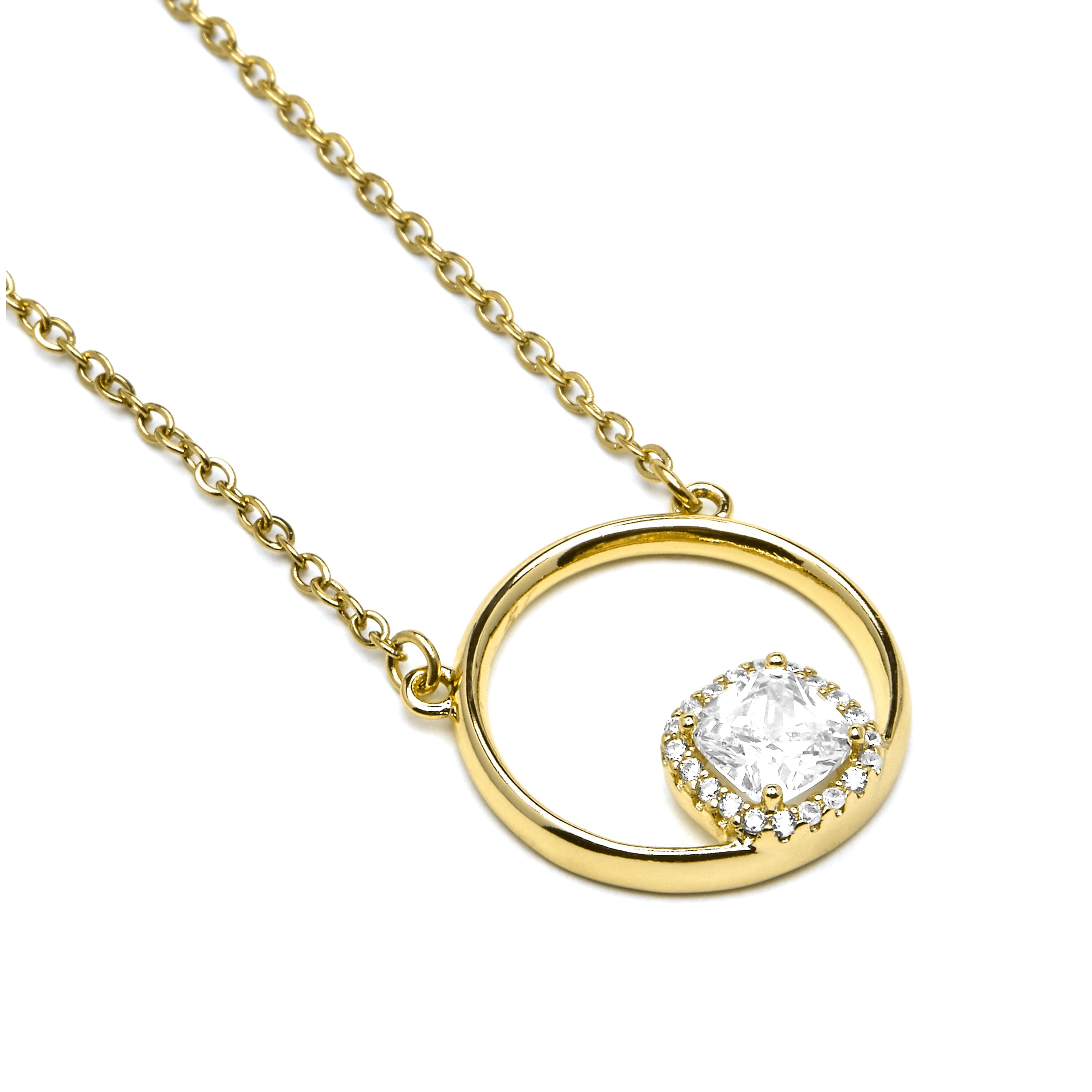 18k yellow gold finish necklace with brilliant zirconia - Onraya