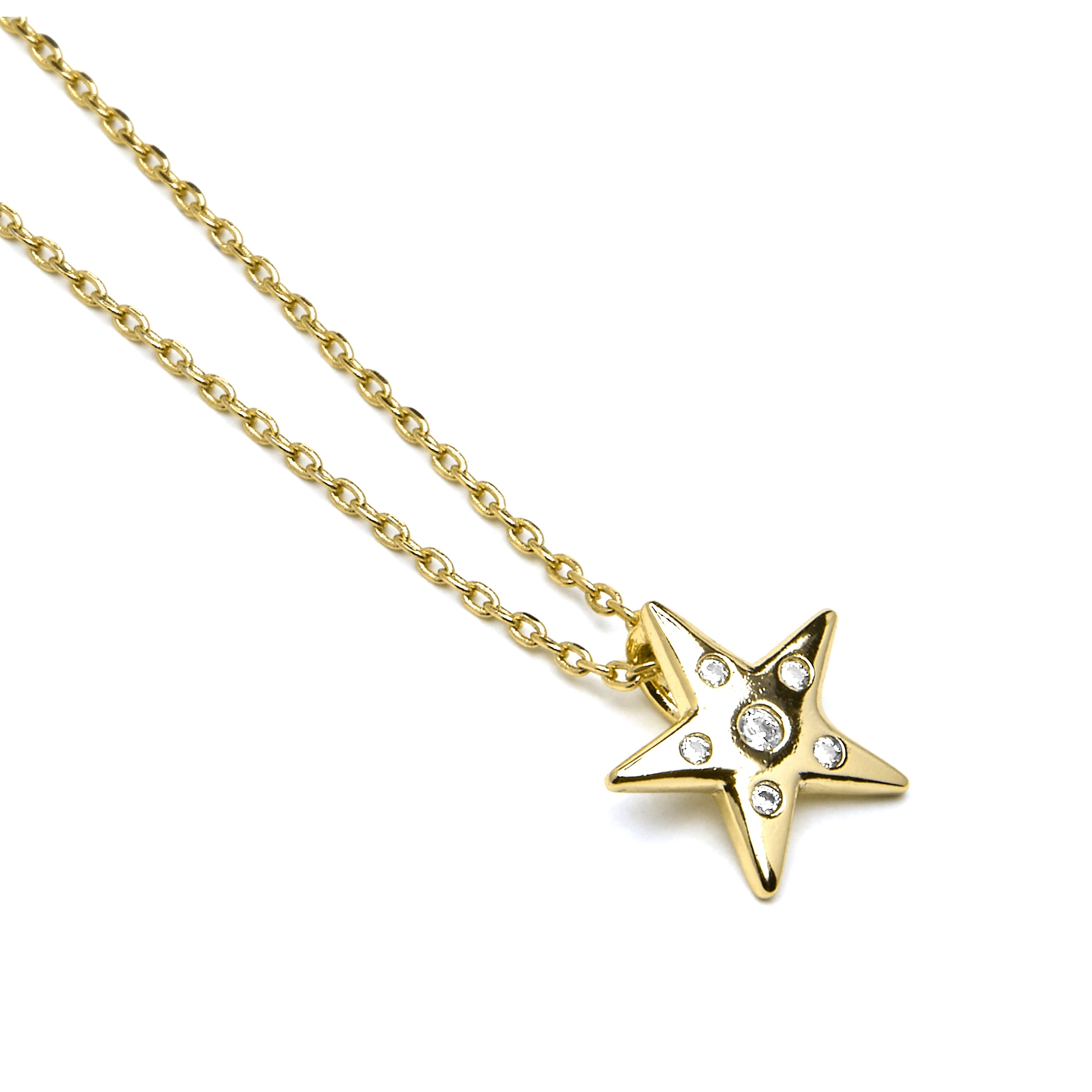 Collar acabado oro amarillo de 18k y Circonita Brillante - Mespas