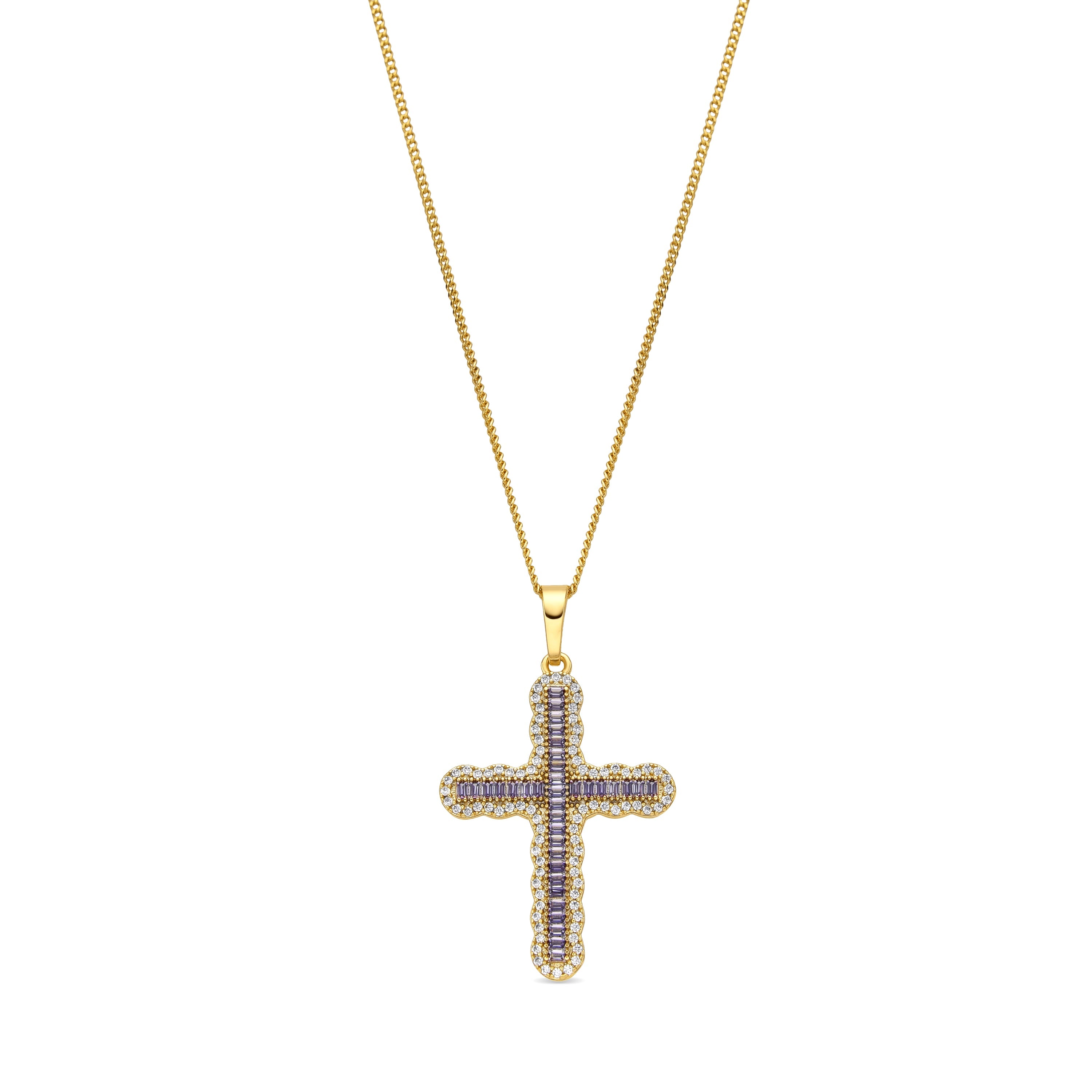 Collar acabado oro amarillo de 18k y Circonita Amatista - Emfir