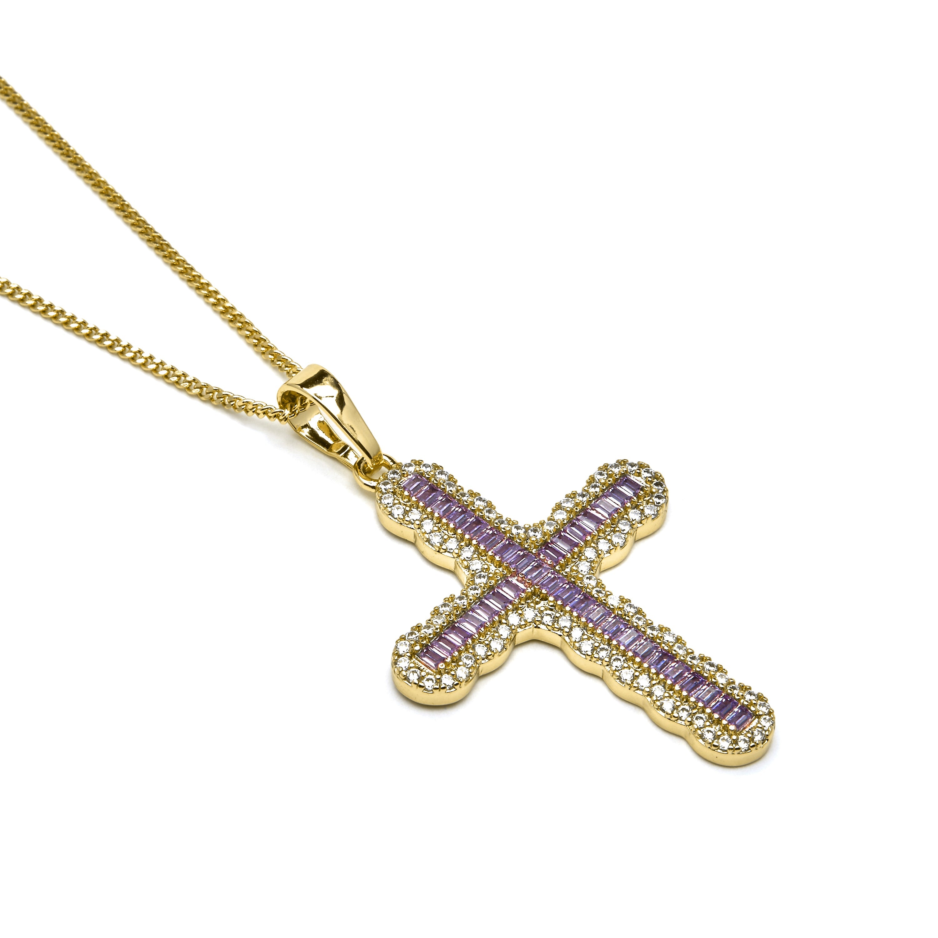 Collar acabado oro amarillo de 18k y Circonita Amatista - Emfir