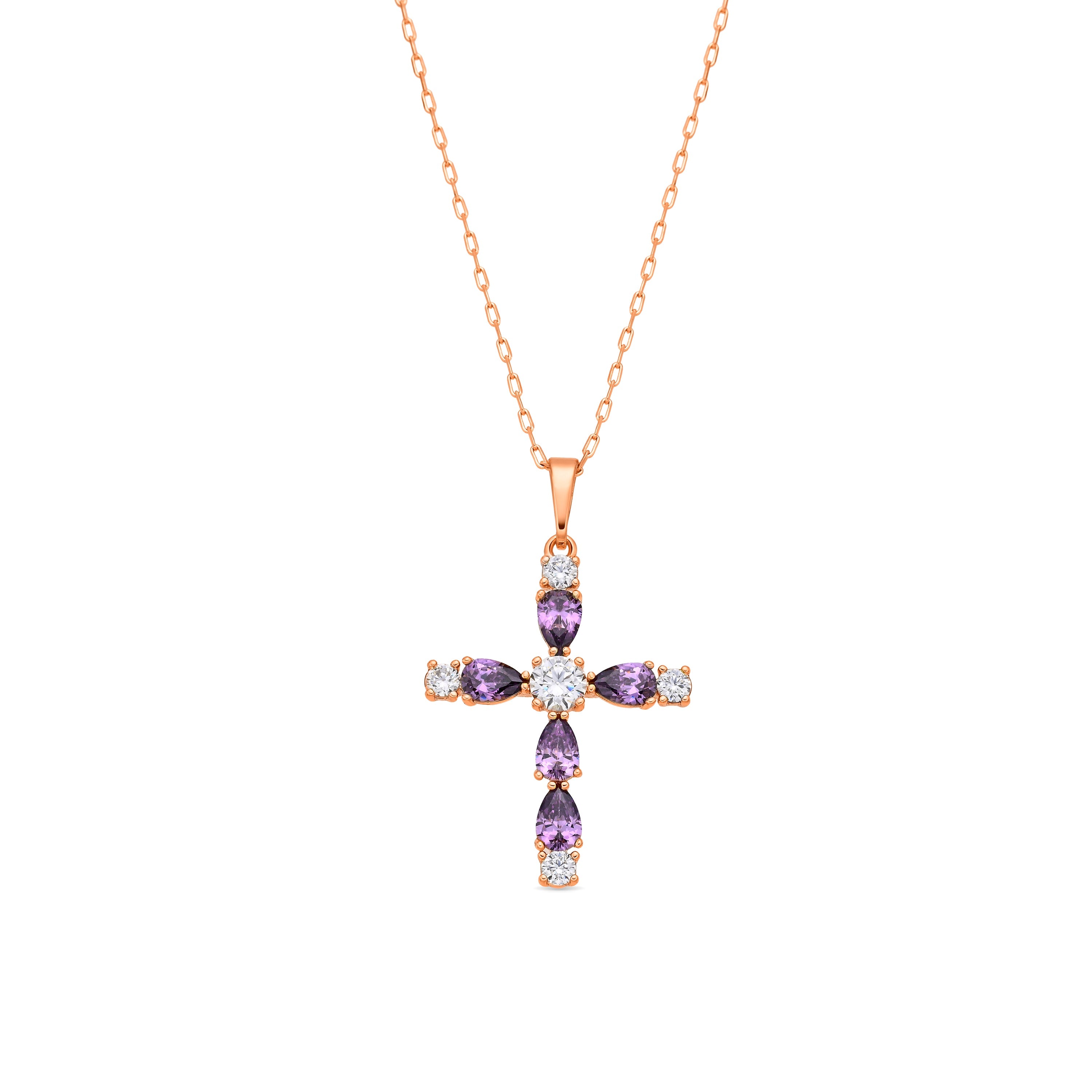 18k yellow gold-plated Amethyst Zircon Necklace - Feinah