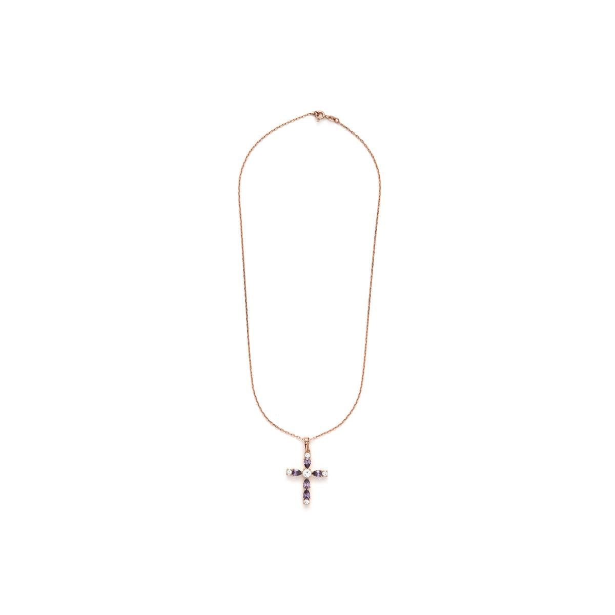 18k yellow gold-plated Amethyst Zircon Necklace - Feinah