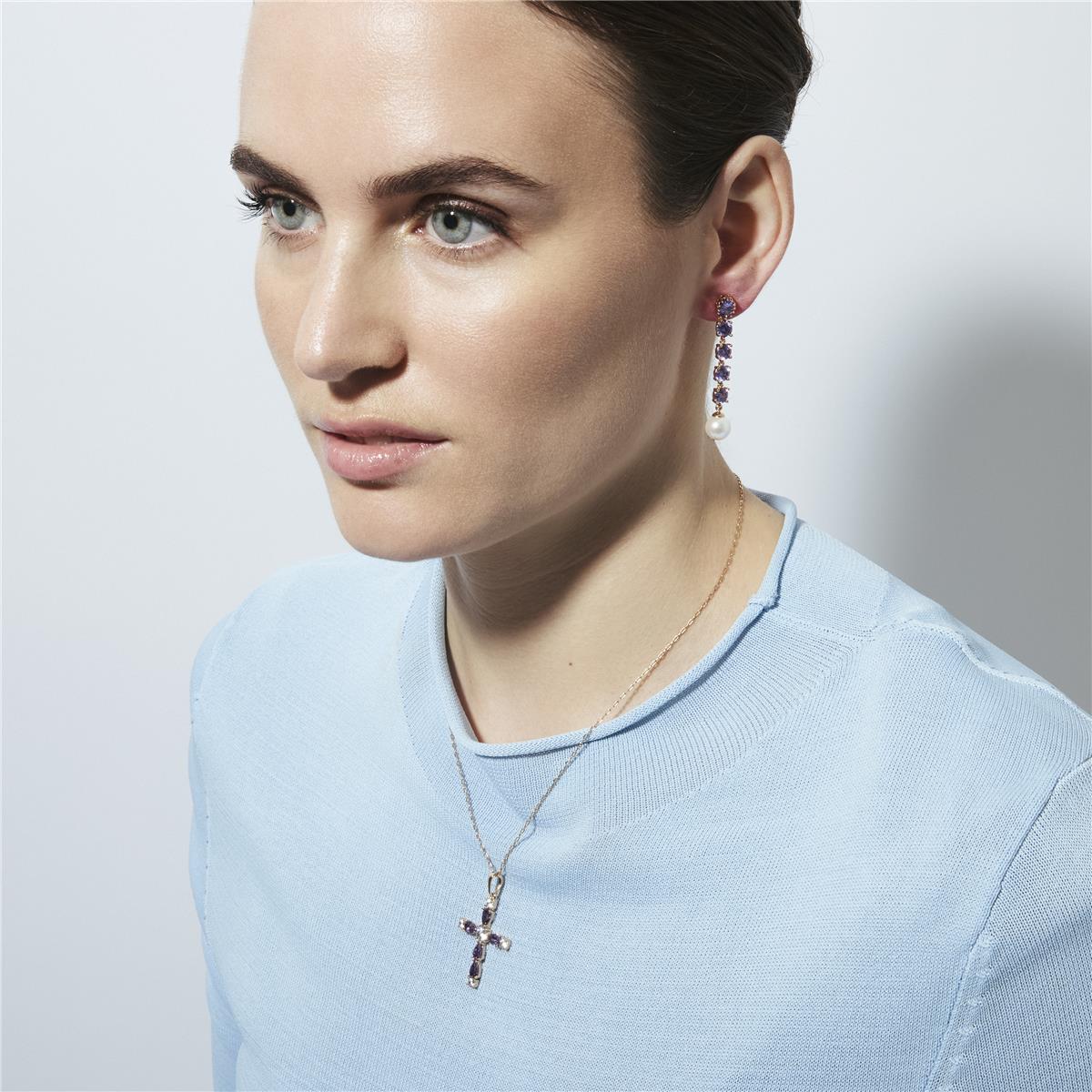 18k yellow gold-plated Amethyst Zircon Necklace - Feinah