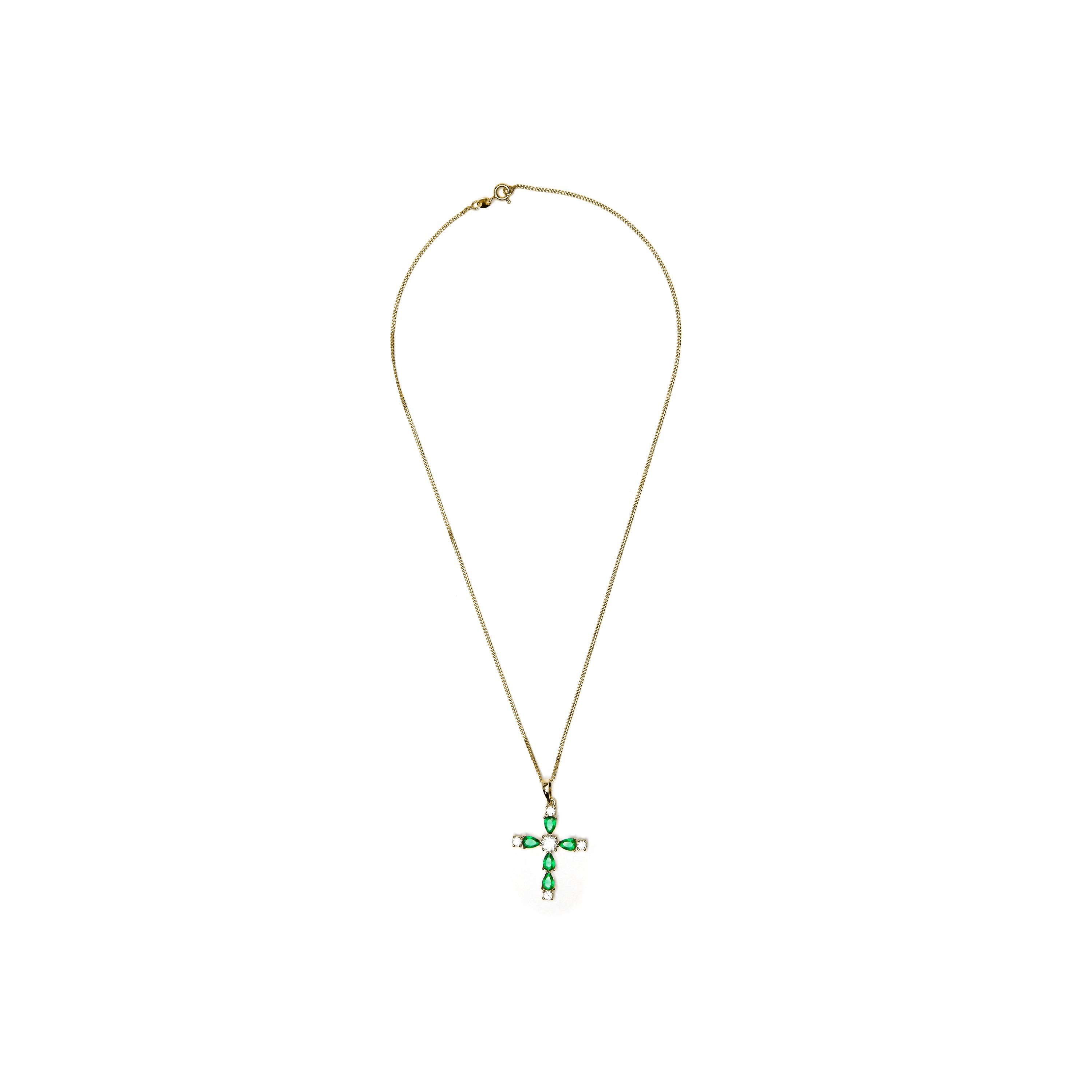 18k yellow gold and emerald zirconia necklace - Feinah