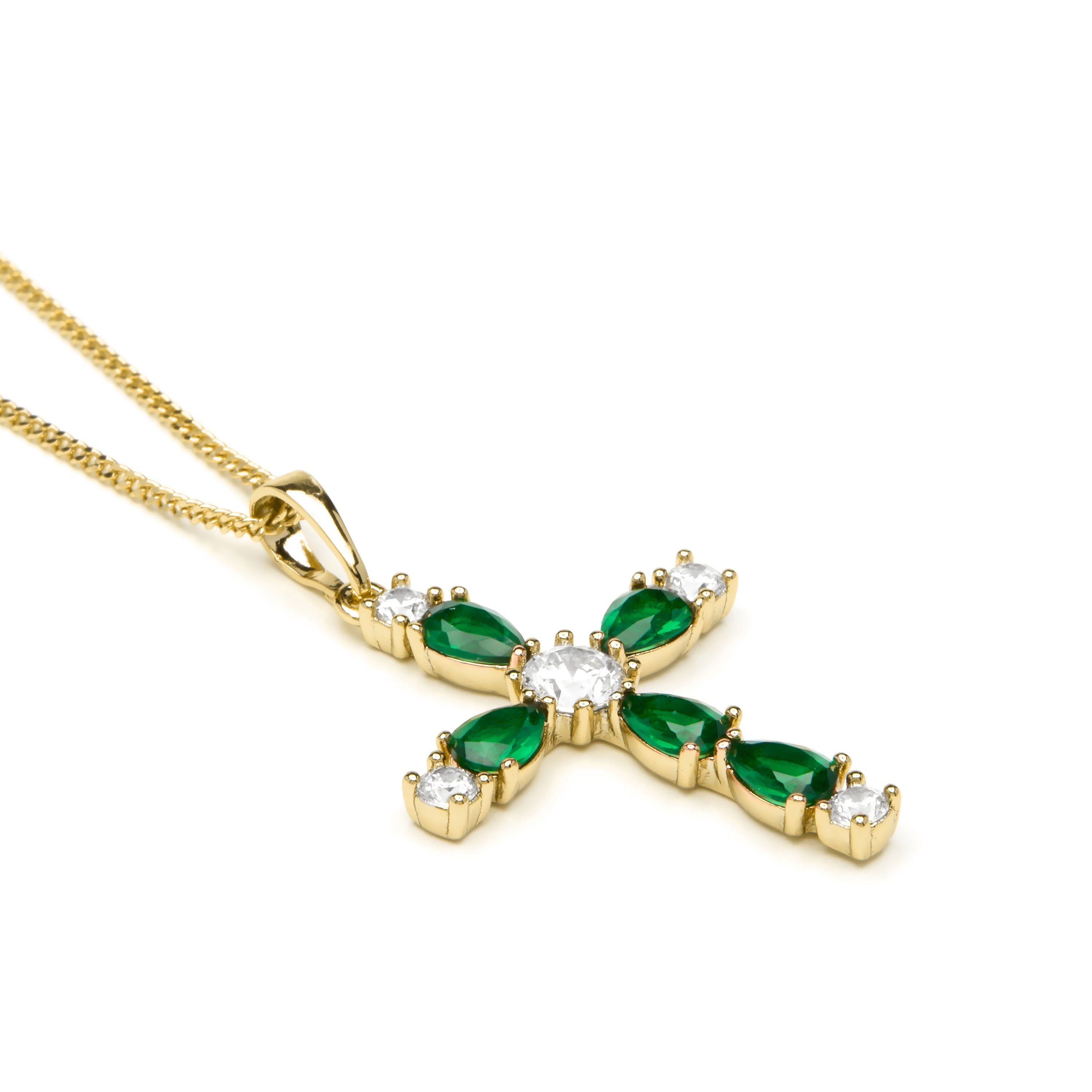 18k yellow gold and emerald zirconia necklace - Feinah