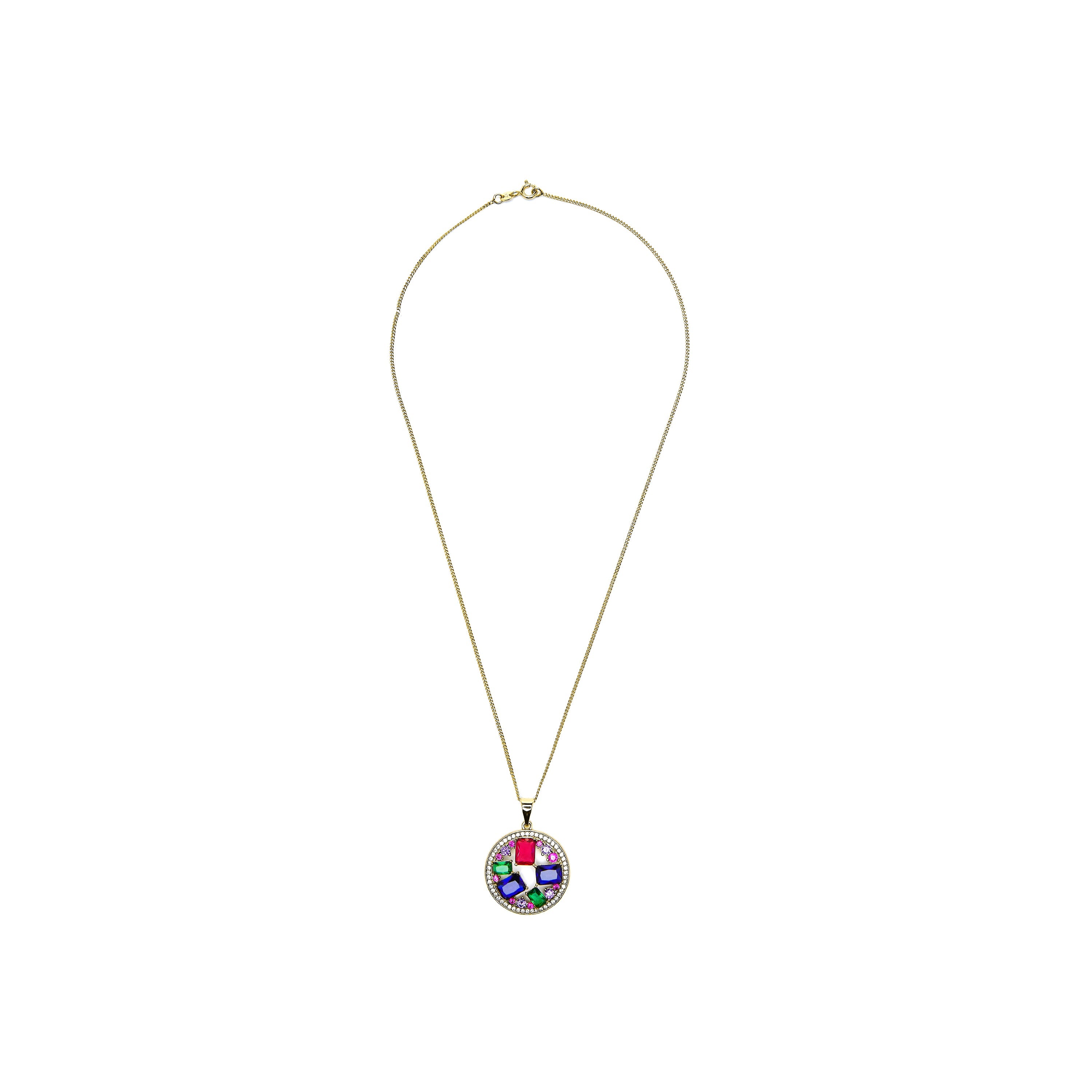 18k yellow gold finish necklace with multicolored zirconia - Auope