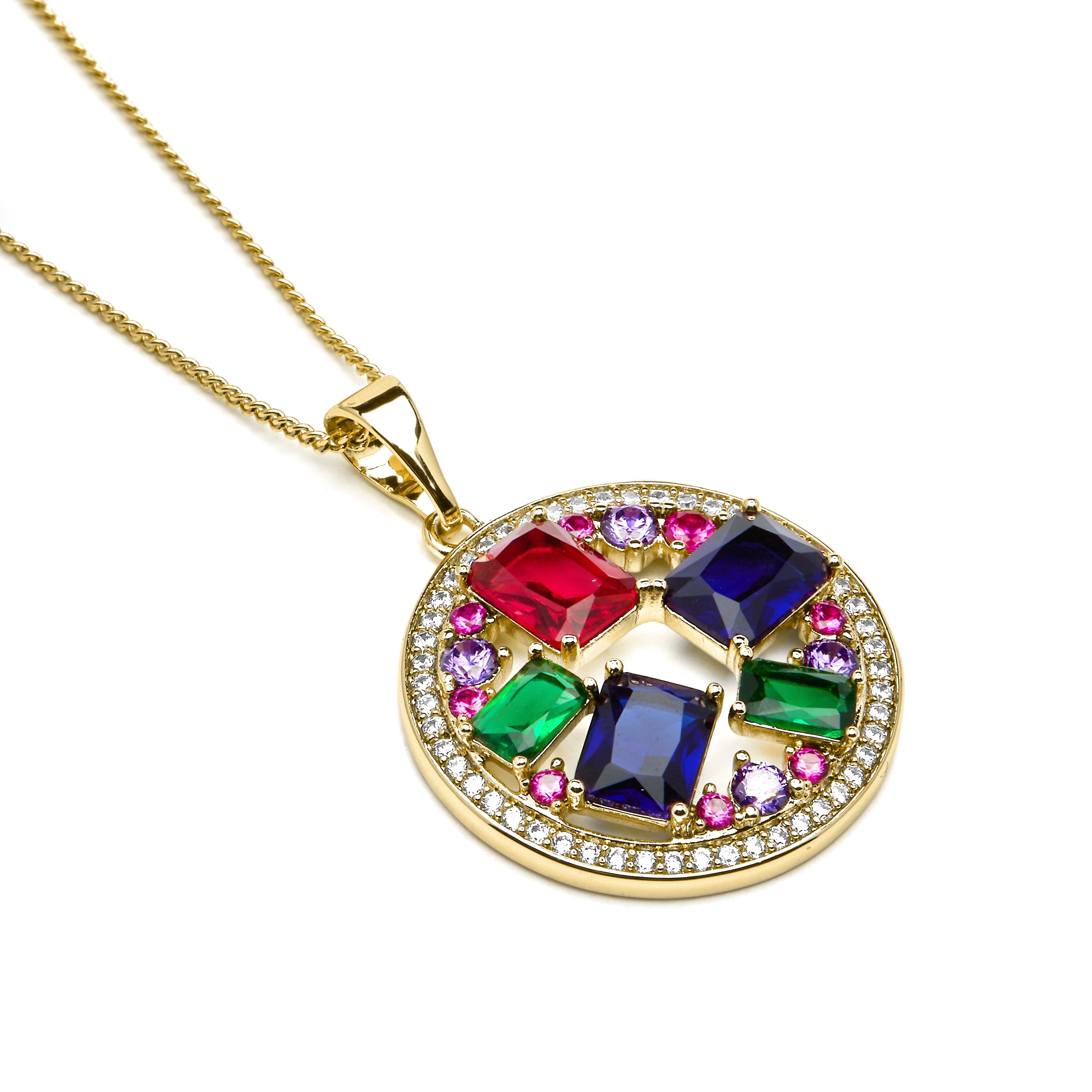 18k yellow gold finish necklace with multicolored zirconia - Auope