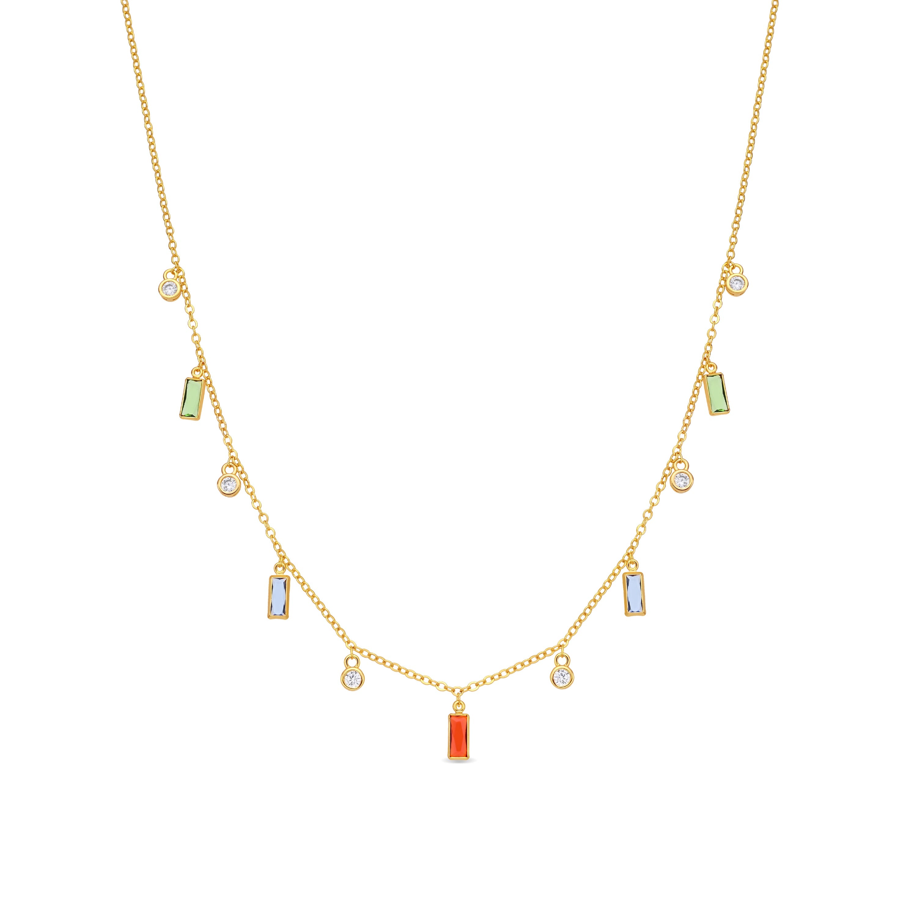 18k Yellow Gold Plated Multicolor Zircon Necklace - Othly