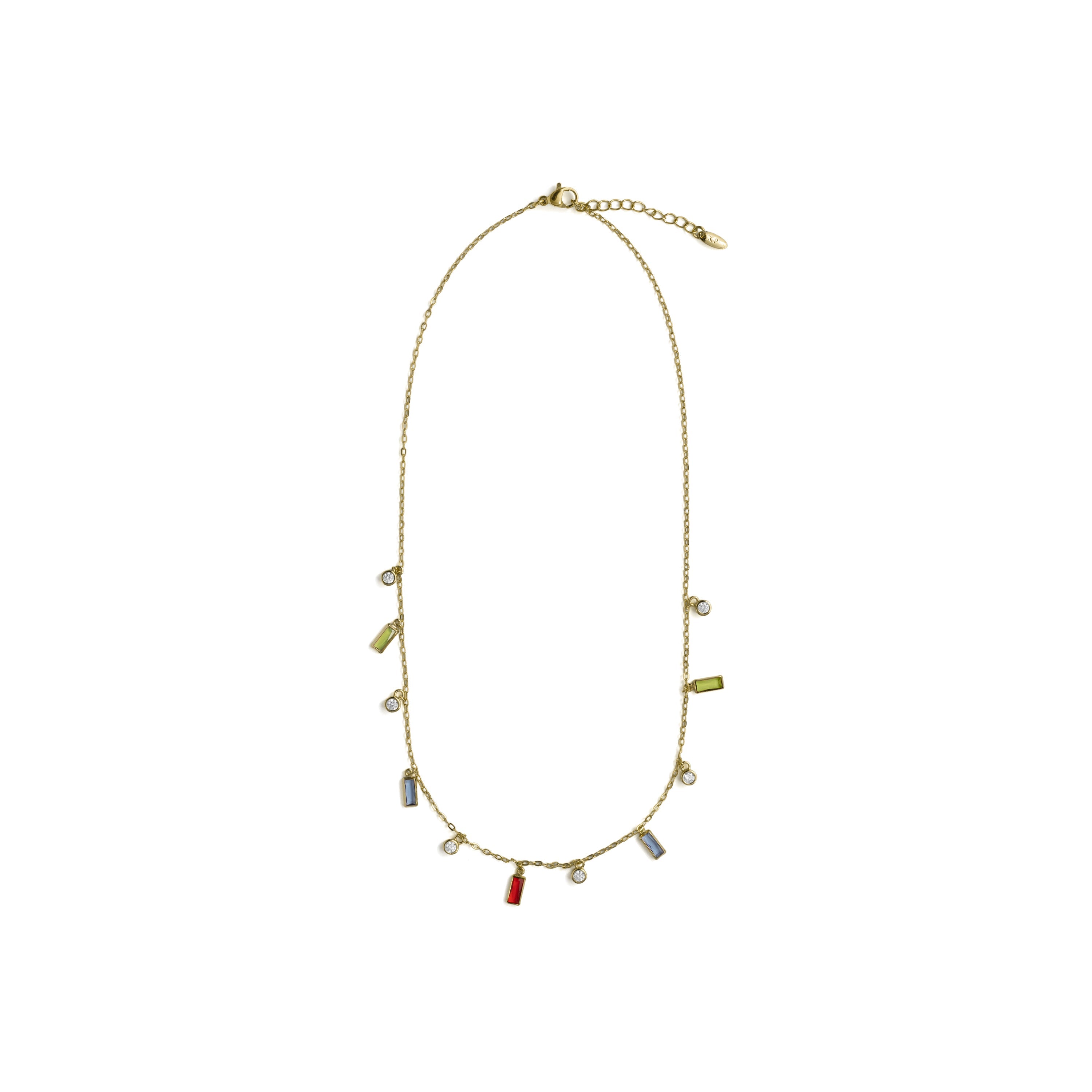 18k Yellow Gold Plated Multicolor Zircon Necklace - Othly