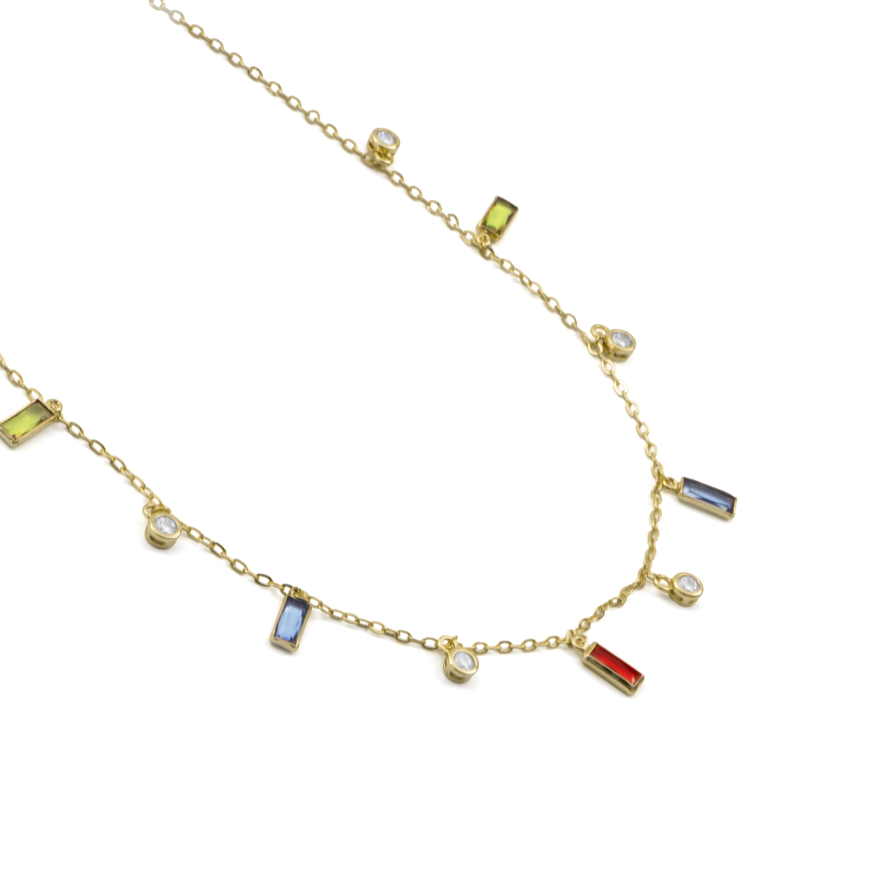 18k Yellow Gold Plated Multicolor Zircon Necklace - Othly