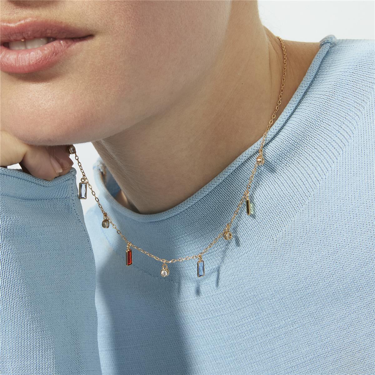 18k Yellow Gold Plated Multicolor Zircon Necklace - Othly