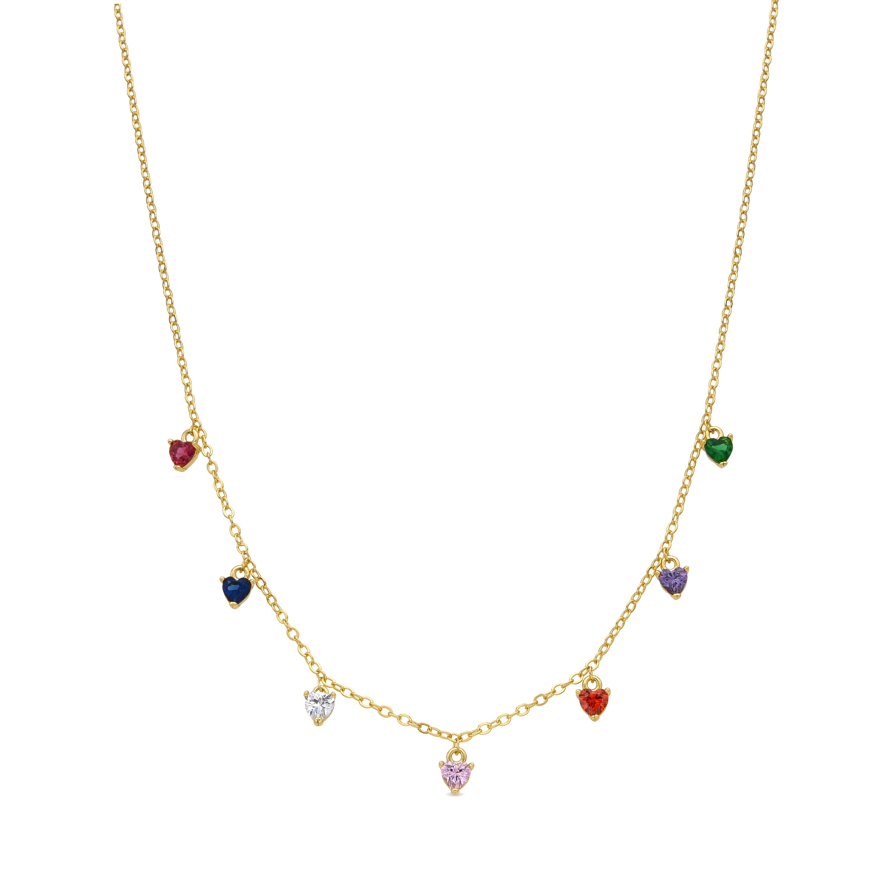18k yellow gold finish necklace with multicolored zirconia - Acuil