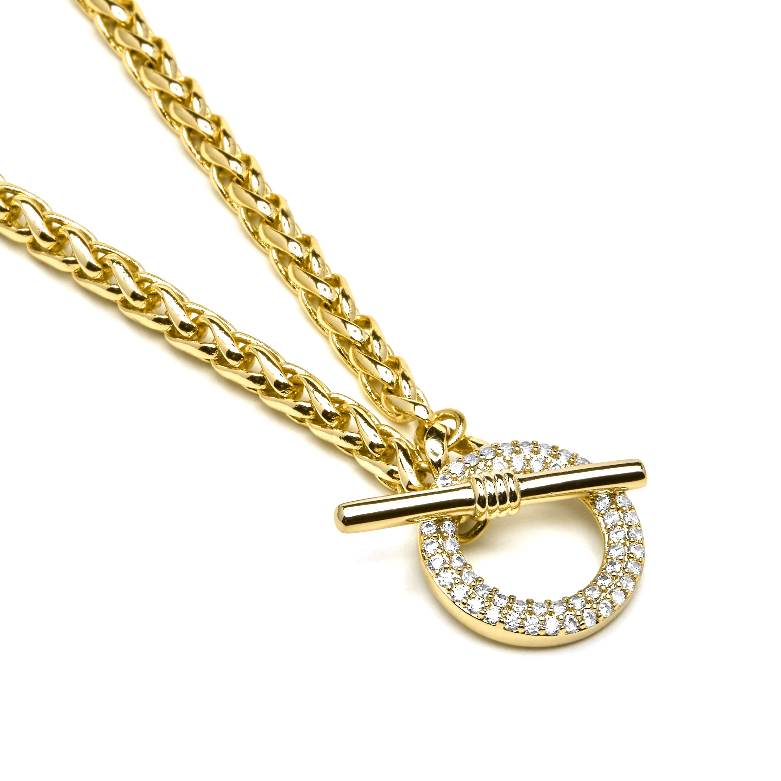 18k yellow gold finish necklace with brilliant zirconia - Firuo