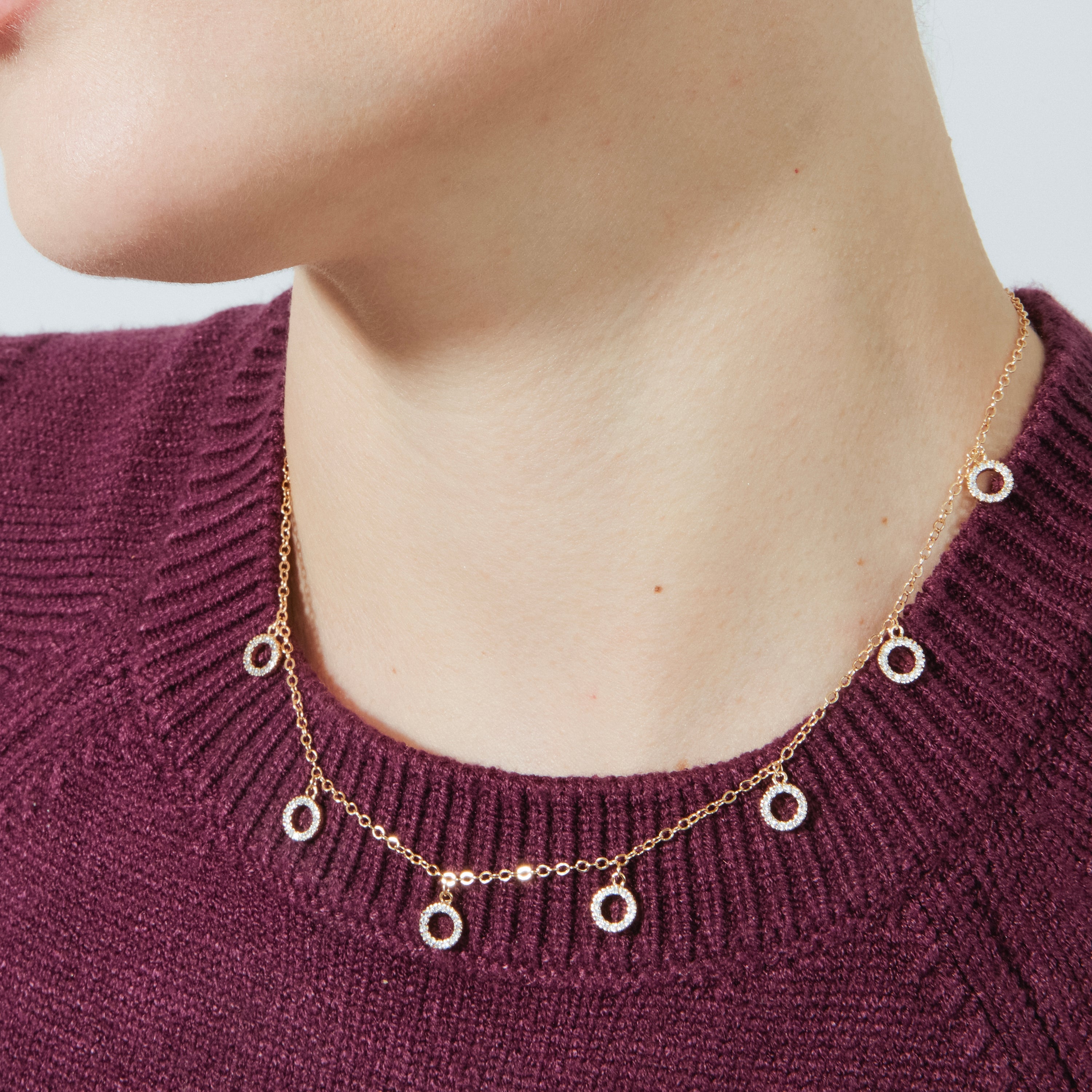 Collar acabado oro amarillo de 18k y Circonita Brillante - Askhu