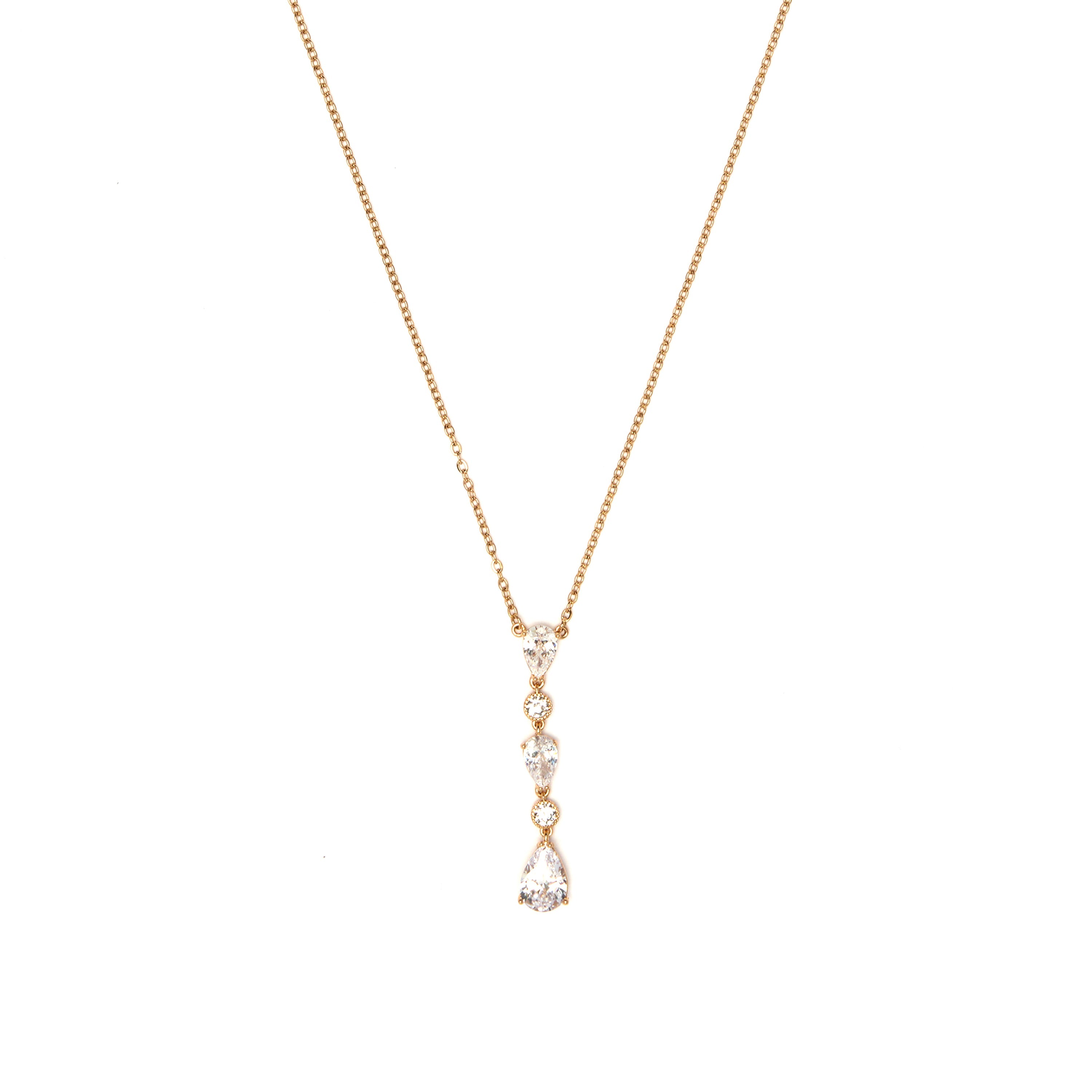 Shiny Zircon Necklace finished in 18k Yellow Gold - Korsam