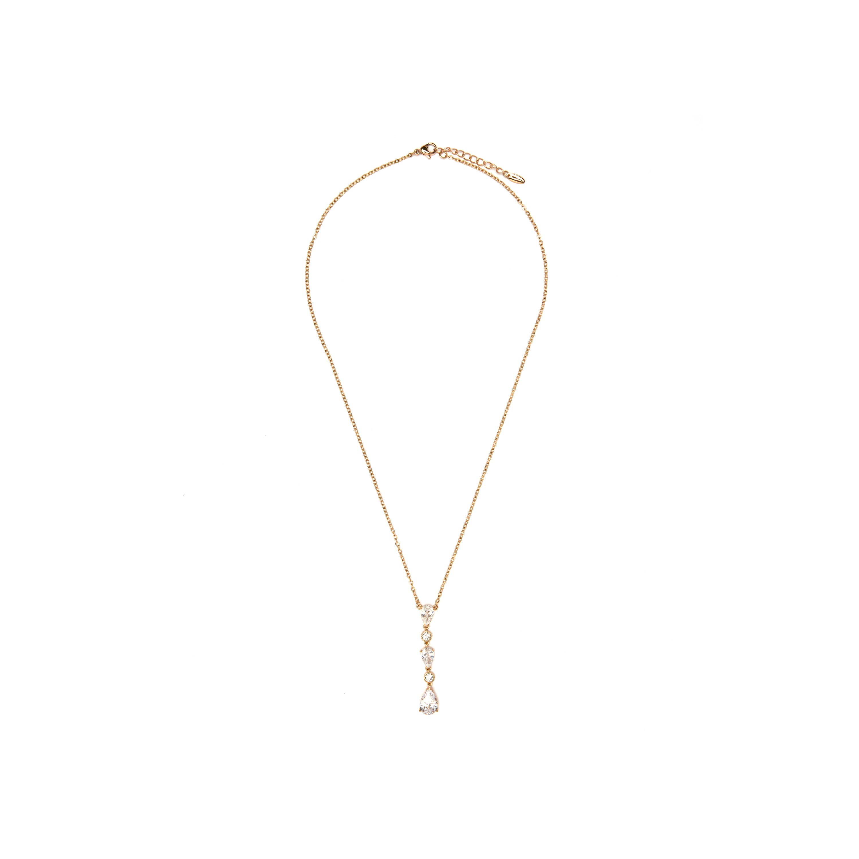 Shiny Zircon Necklace finished in 18k Yellow Gold - Korsam