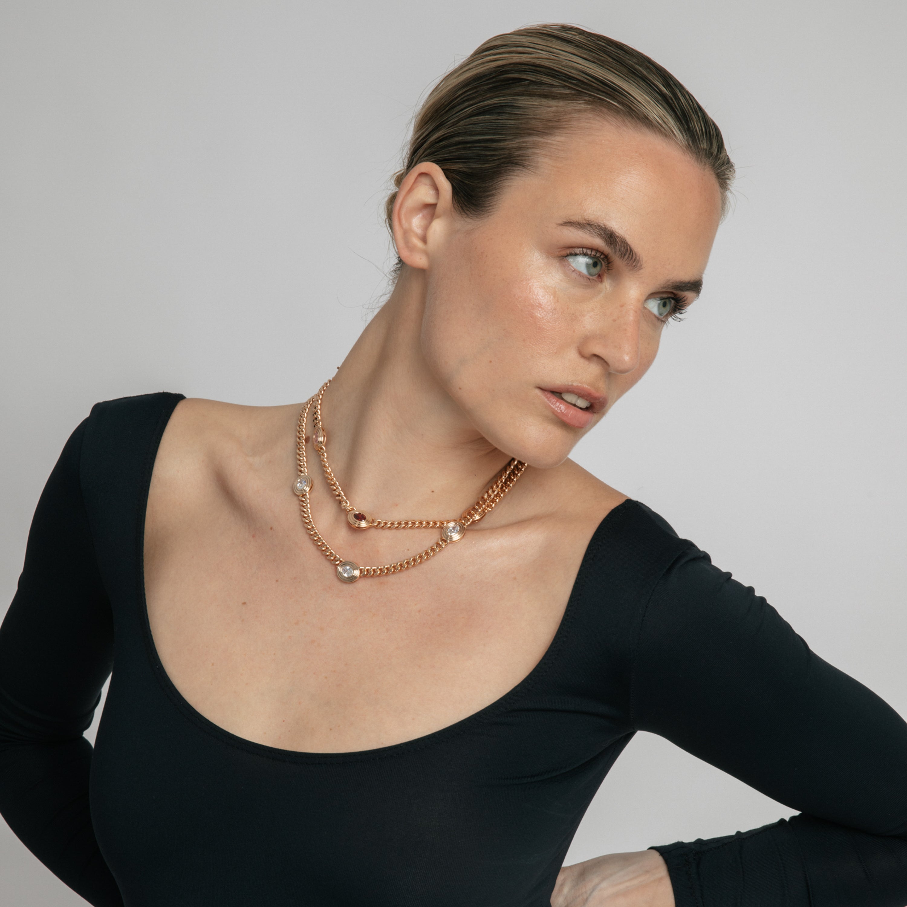 18k Yellow Gold Plated Cubic Zirconia Necklace - Odray