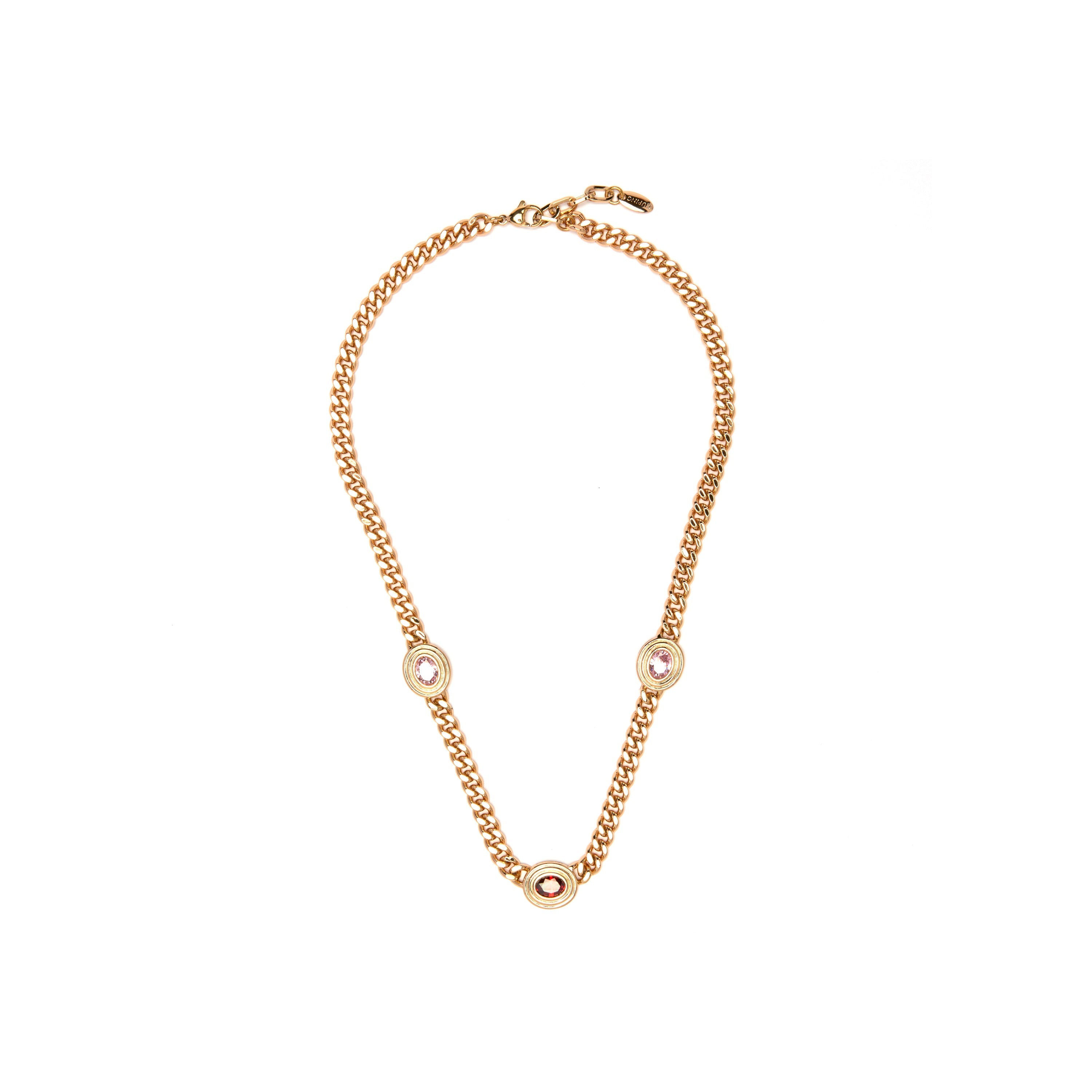18k Yellow Gold Plated Pink Zircon Necklace - Rinlin