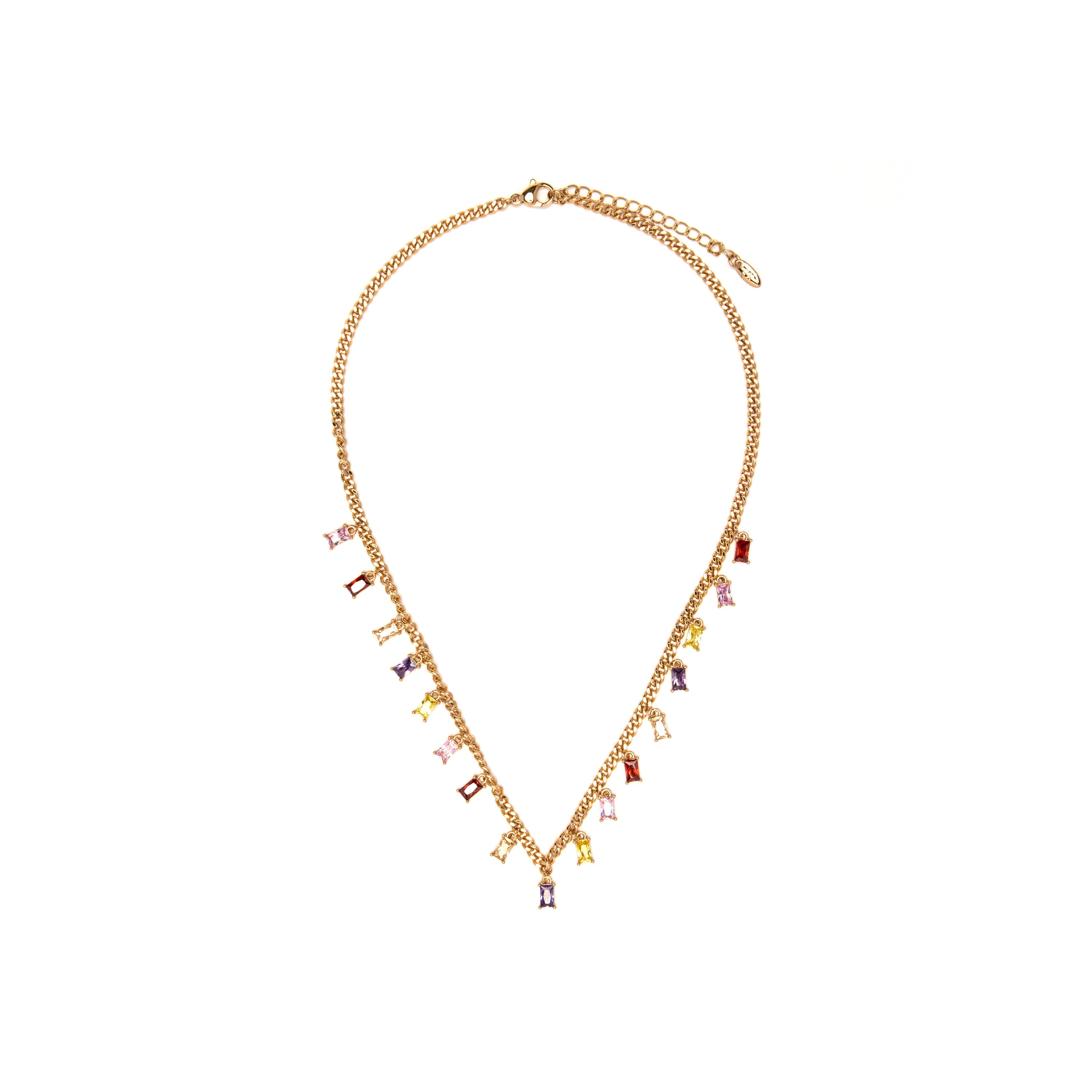 Multicolor Zirconia Necklace in 18k yellow gold finish - Focus