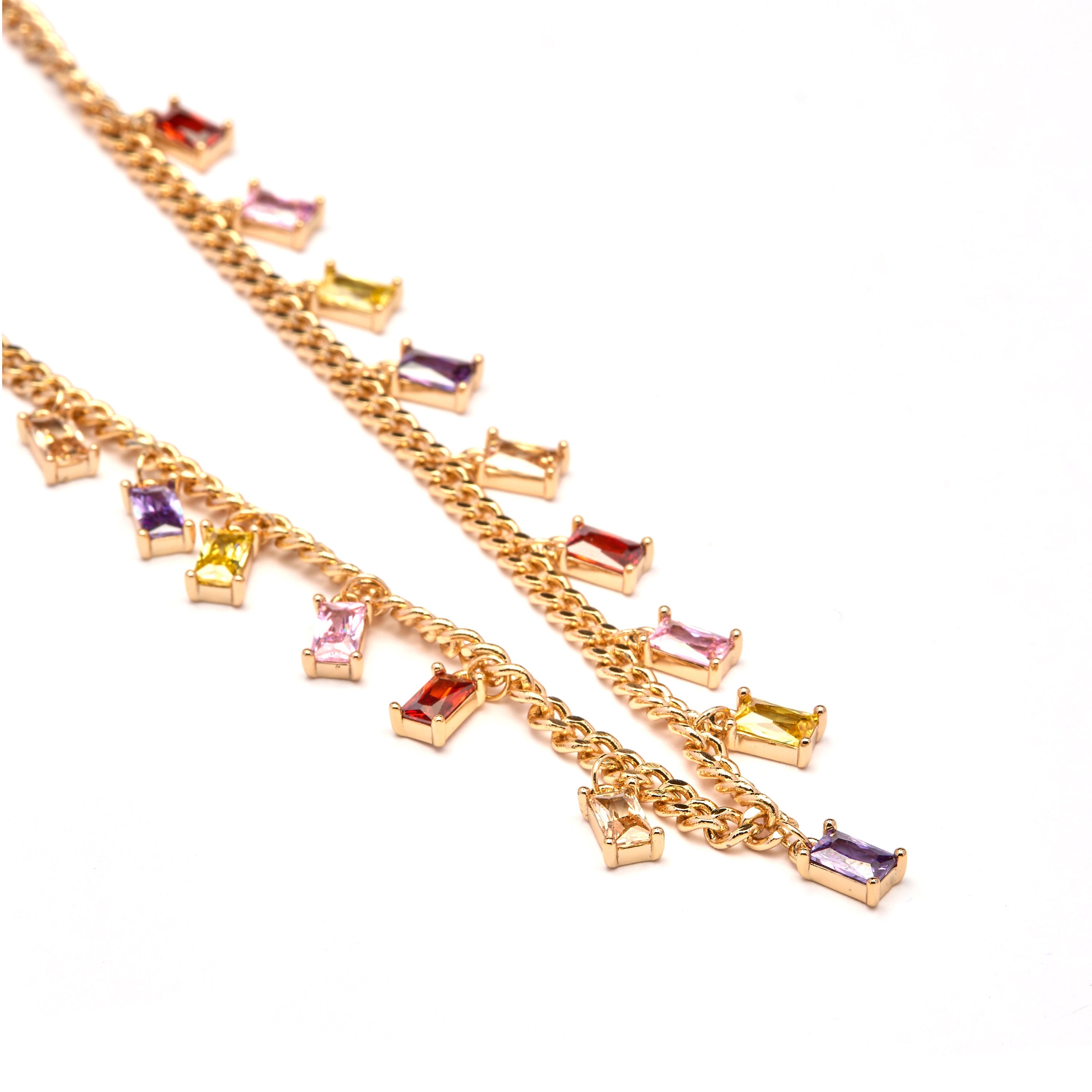 Multicolor Zirconia Necklace in 18k yellow gold finish - Focus